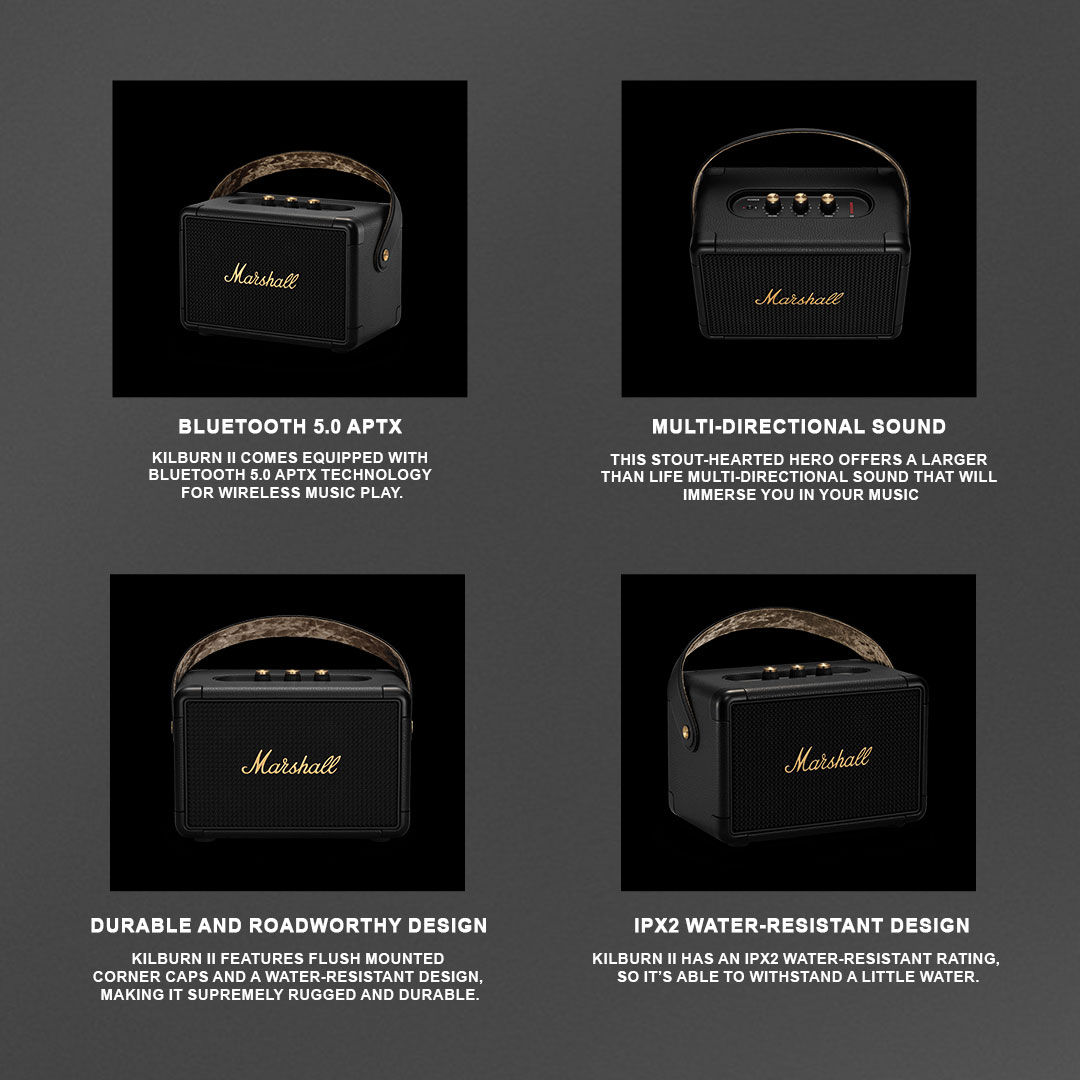 Marshall Kllburn ll Bluetooth Portable Speaker, Black & Brass