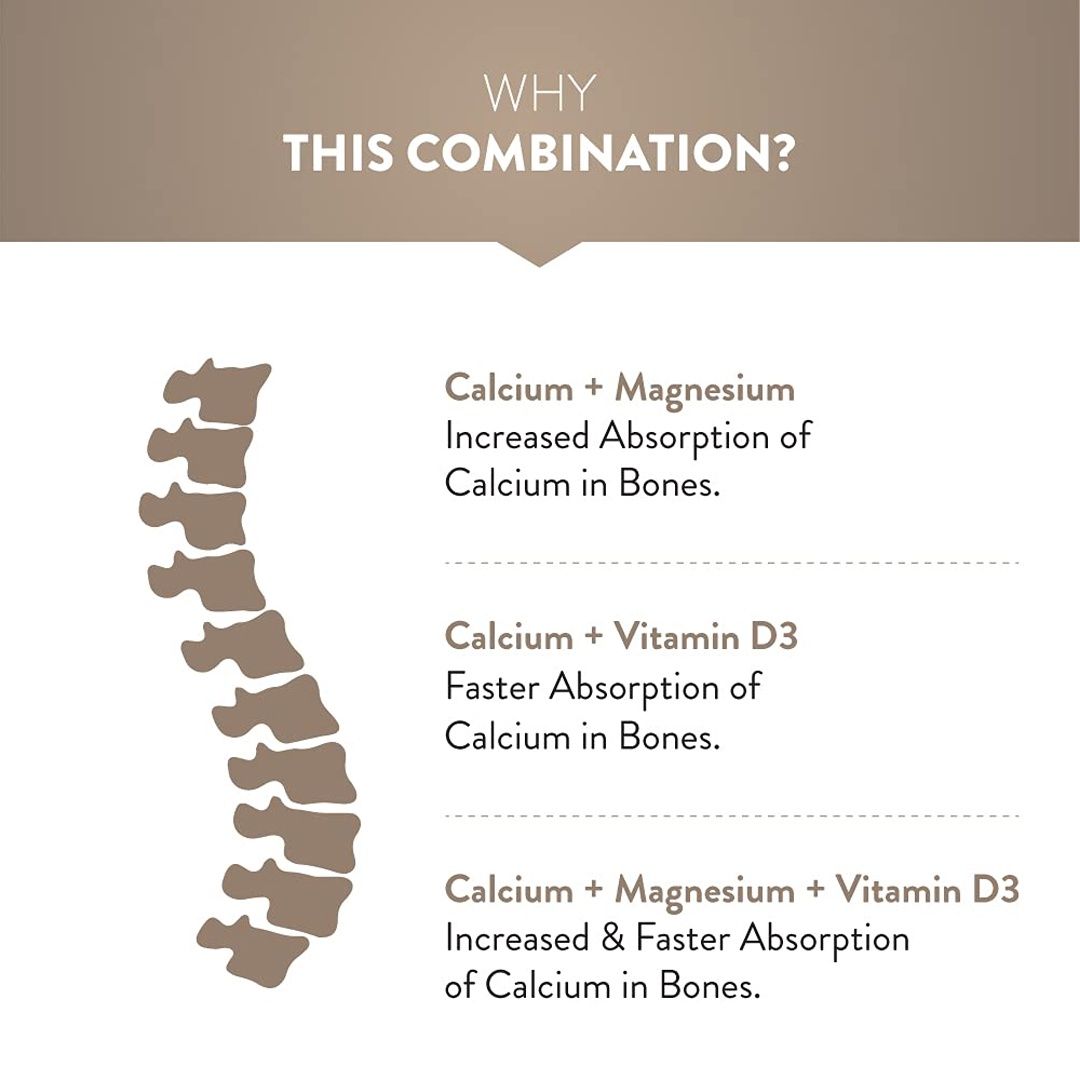 Swisse Magnesium, Calcium+D3 Supports Muscle Function, Energy & Bone Health - 60 Tablets