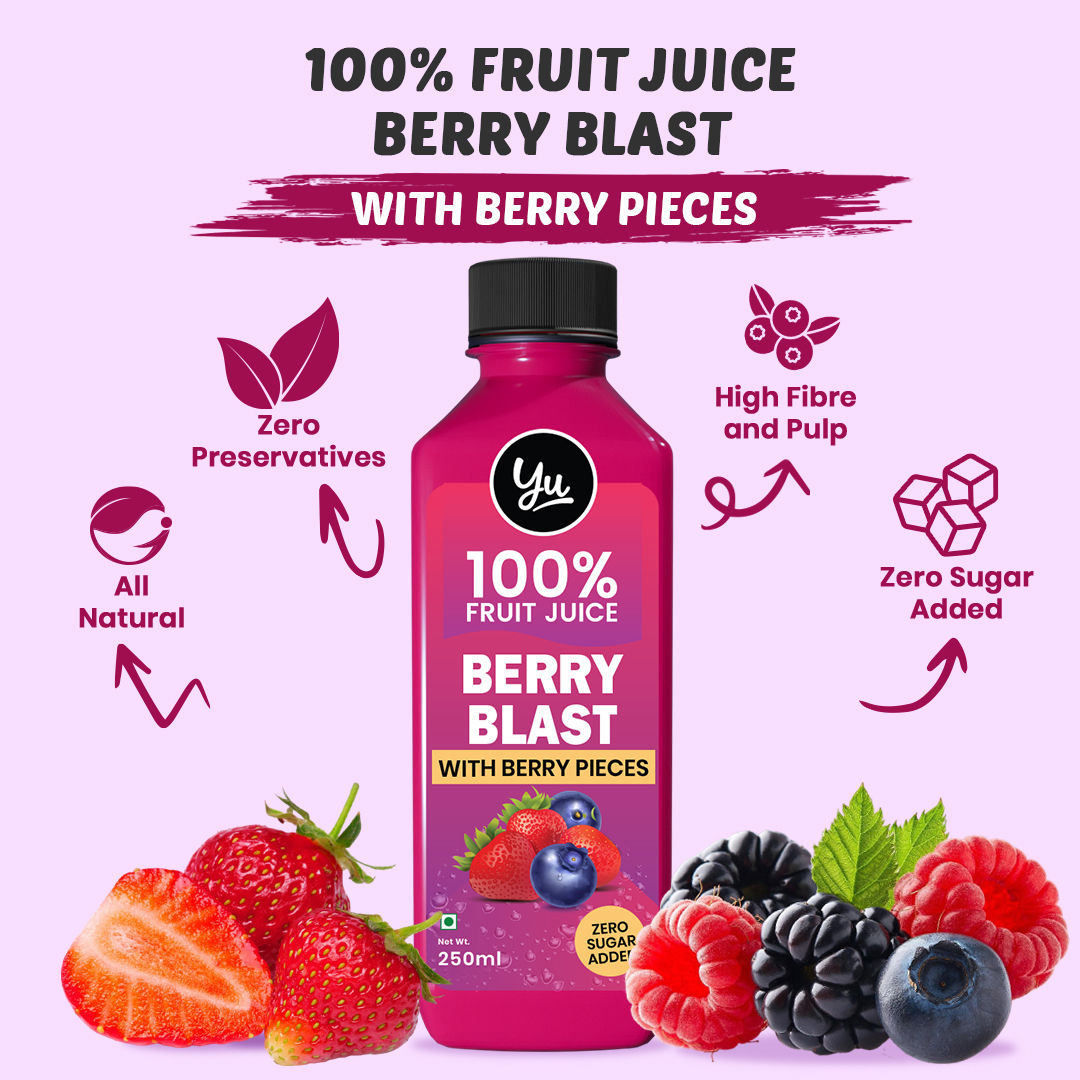 Yu Berry Blast 100% Fruit Juice With Berry Pieces