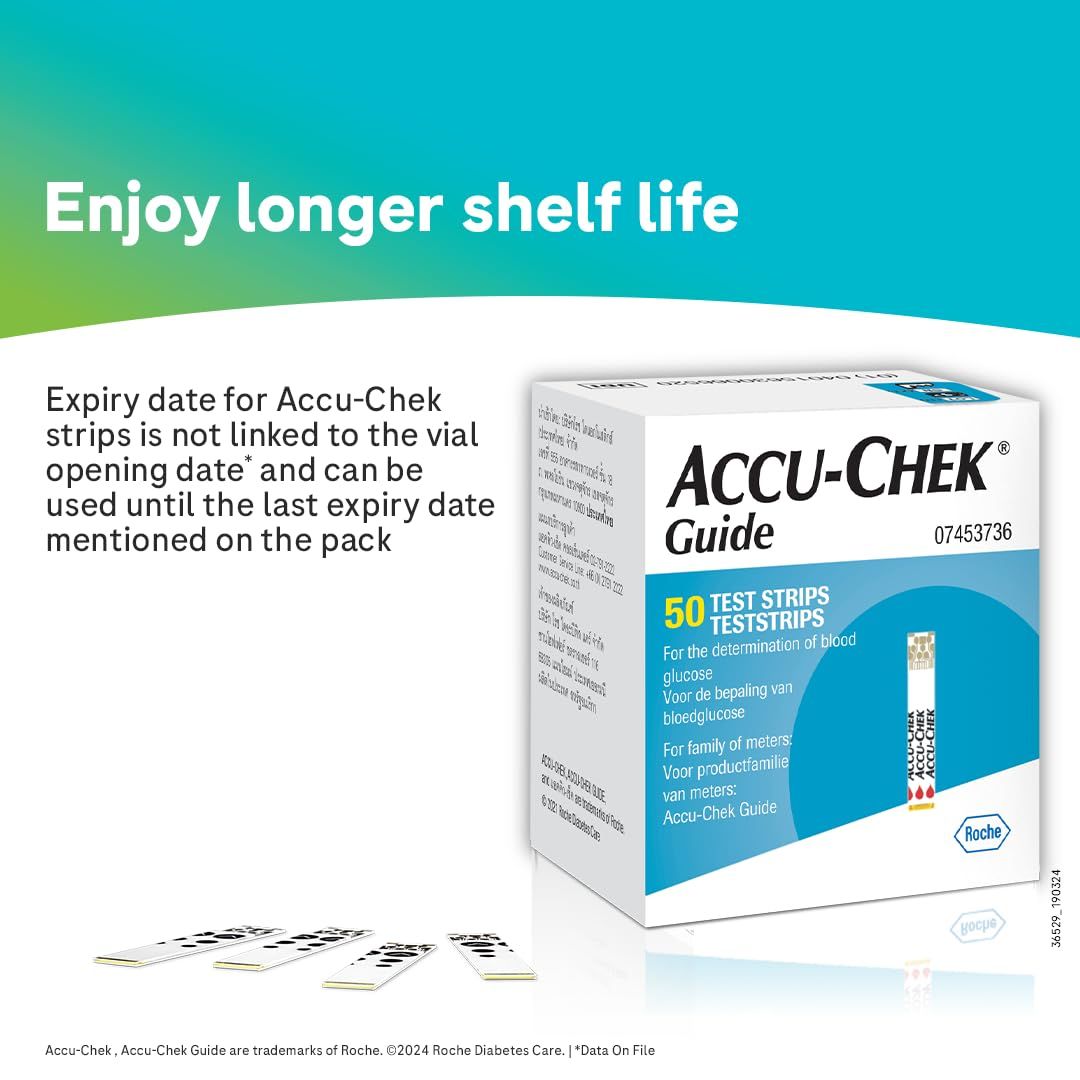 Accu Chek Guide Wireless Blood Glucose Monitoring System Glucometer with 10 Test Strips Free Device