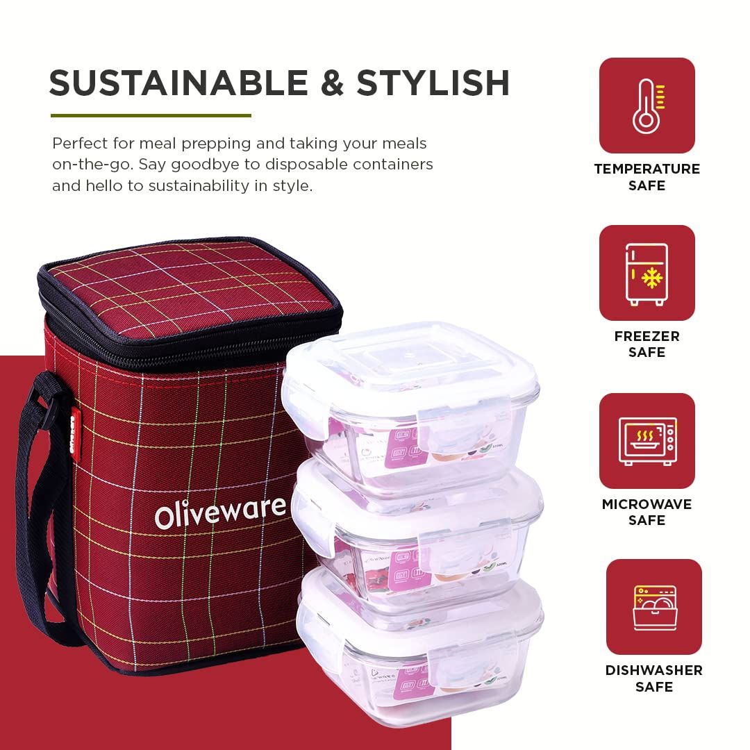 Oliveware Spyker Glassware Square Lunchbox - Red