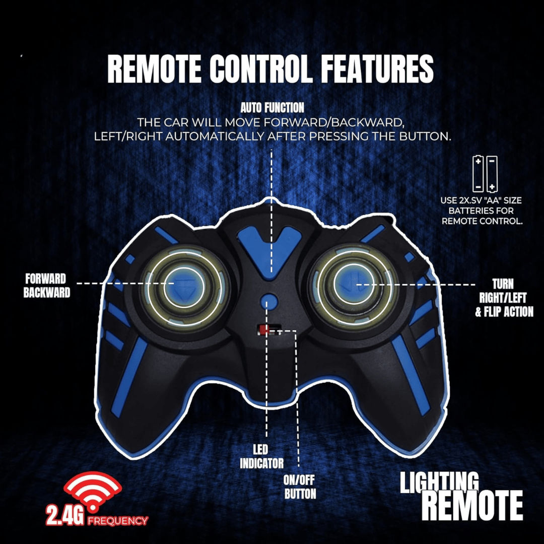 Fablue Double Flip Remote Control Stunt Car For Kids - 360 Degree Rotating Car Toy - Blue