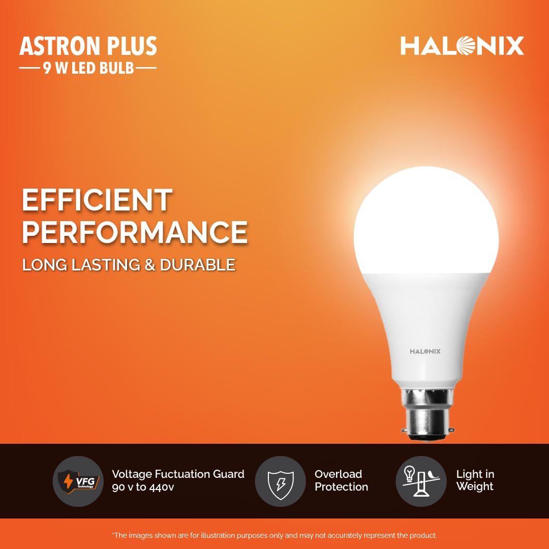 Halonix 9W White Led Bulb | B22 Base Holder