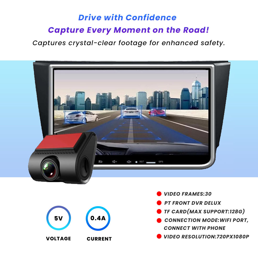 Potauto Front Dash Cam/Camera With 720/30 Fps Wide View Angle For Car | Microsd Record Without App