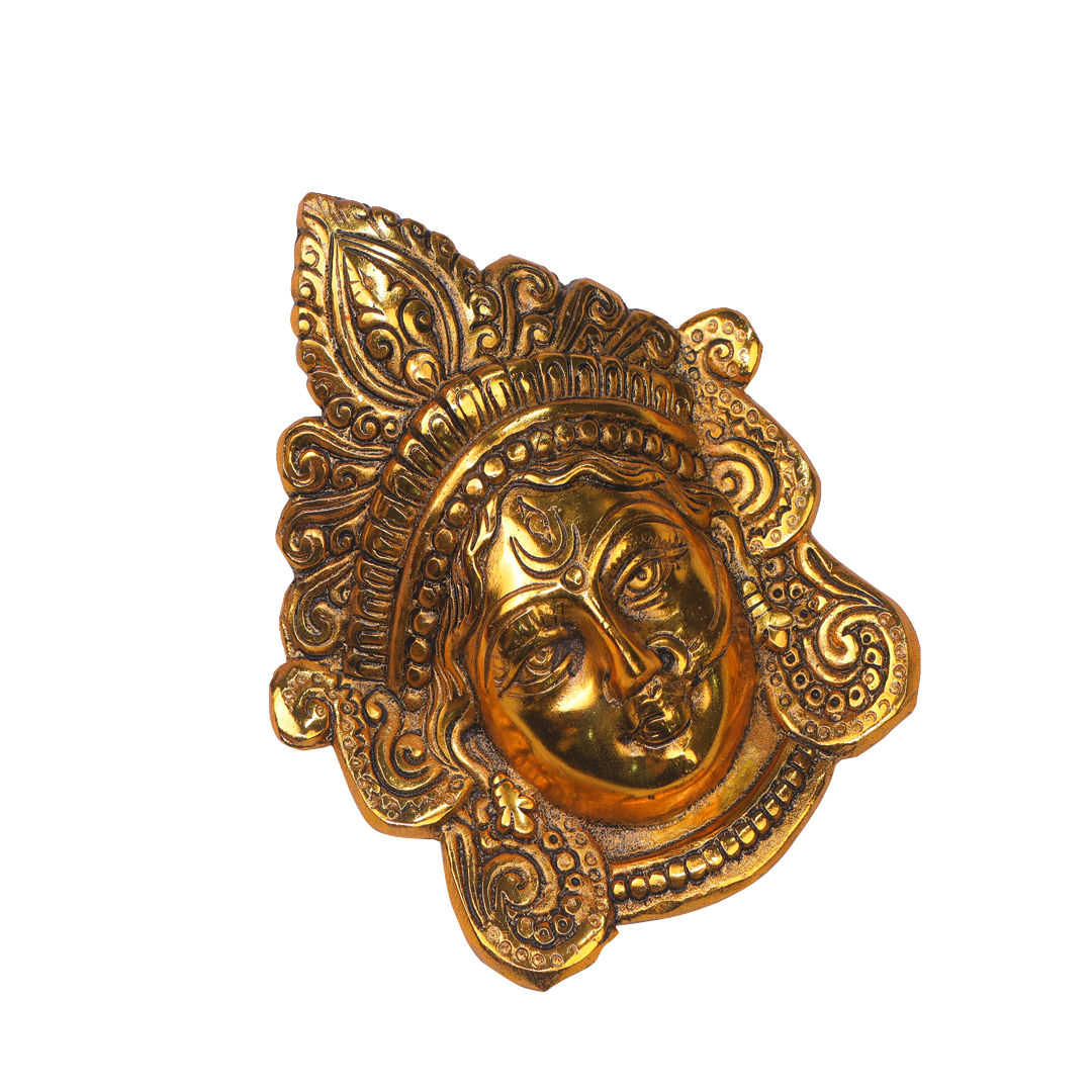 Devnidhii Maa Durga Face Wall Hanging in Gold Polish