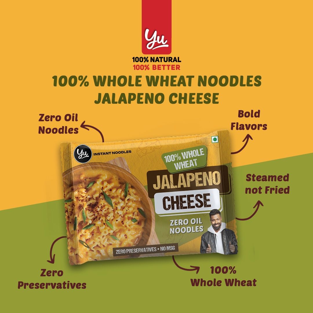 Yu Jalapeno Cheese - 100% Whole Wheat Instant Noodles | Pack Of 2 140 g X 3 Combo