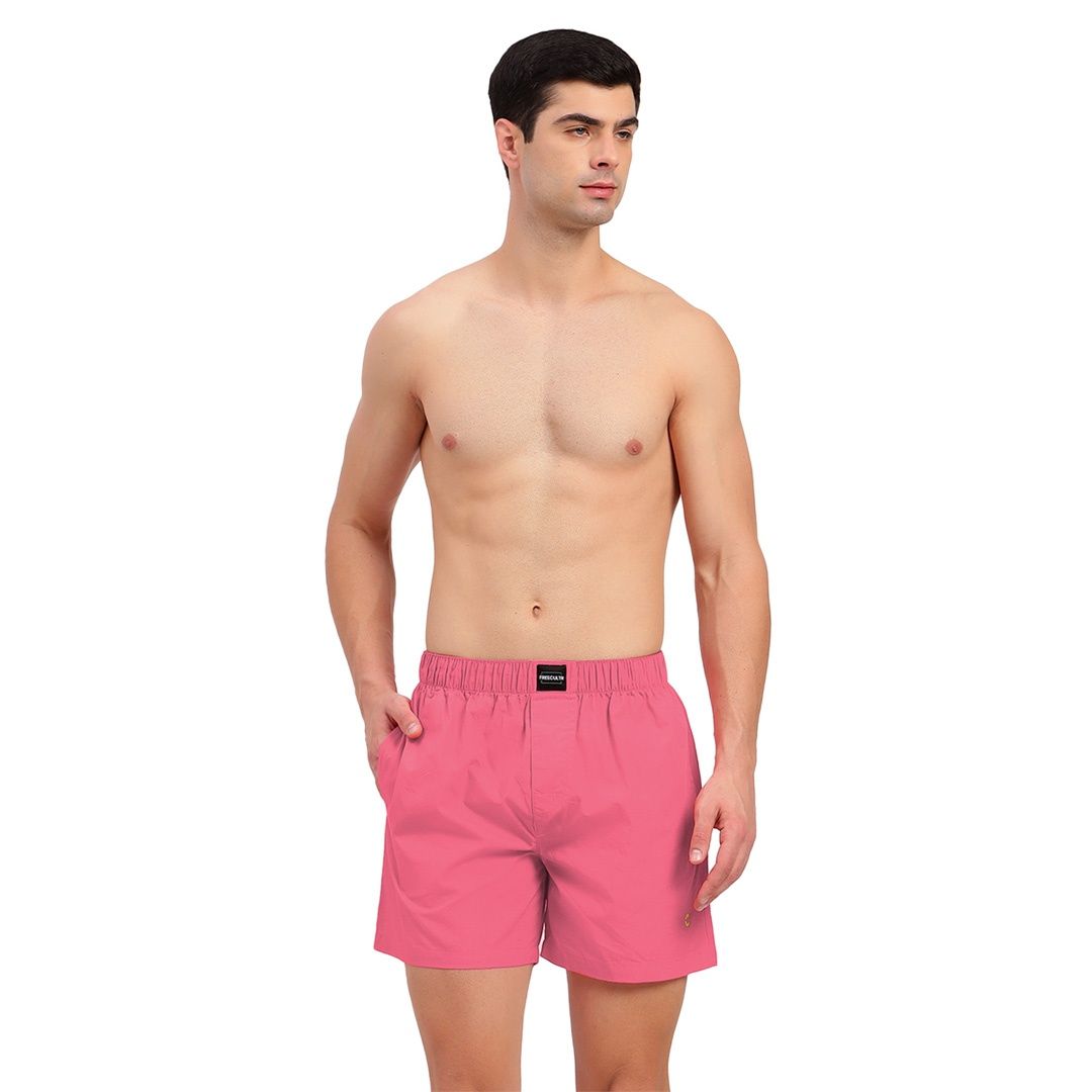 Freecultr Men s Silky Soft | All Day Boxer Shorts with Dual Deep Side Pocket | Peach - L