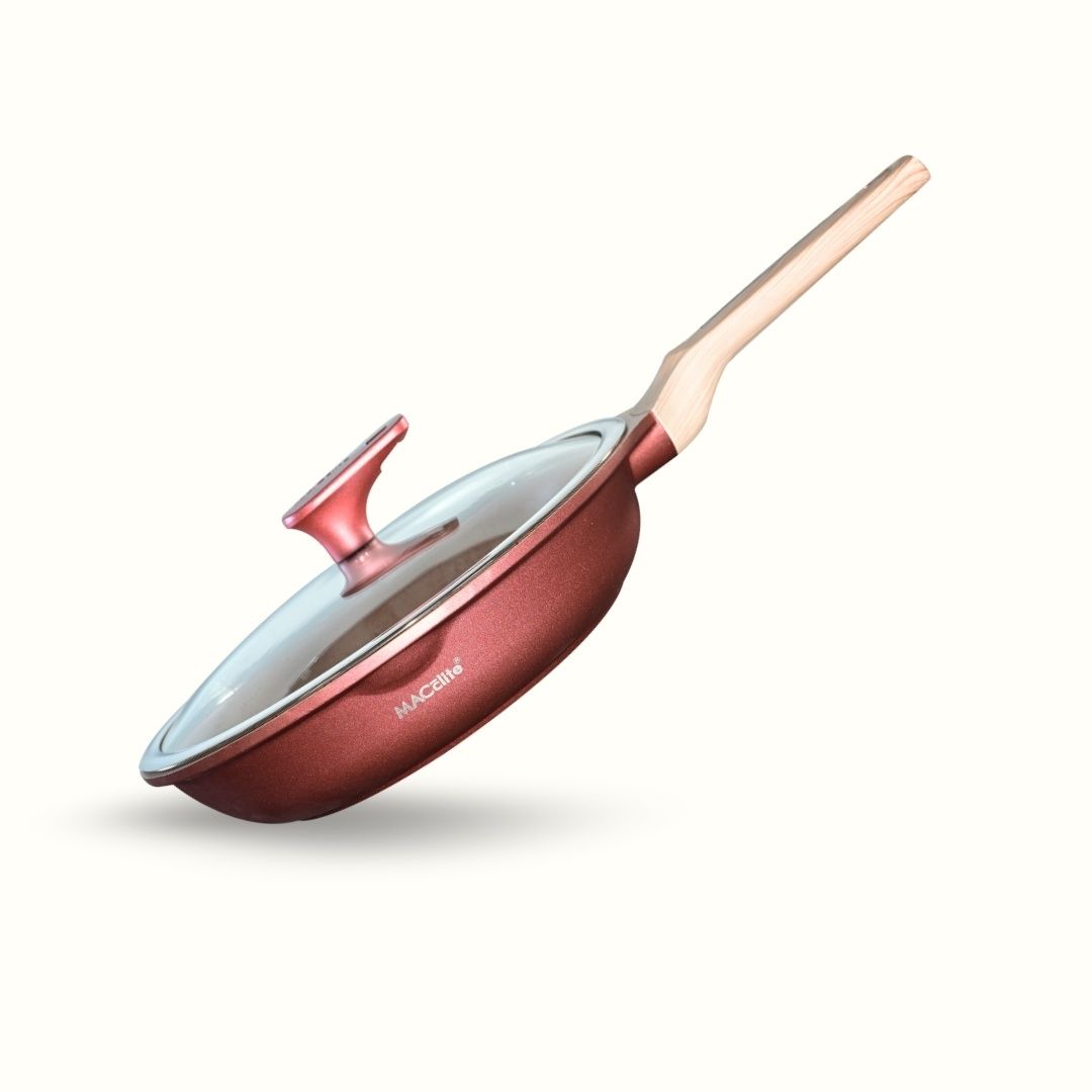 Macclite Non-Stick PDC Granite+ Induction Base Butter Scotch Triumph Frying Pan 26 cm With Glass Lid