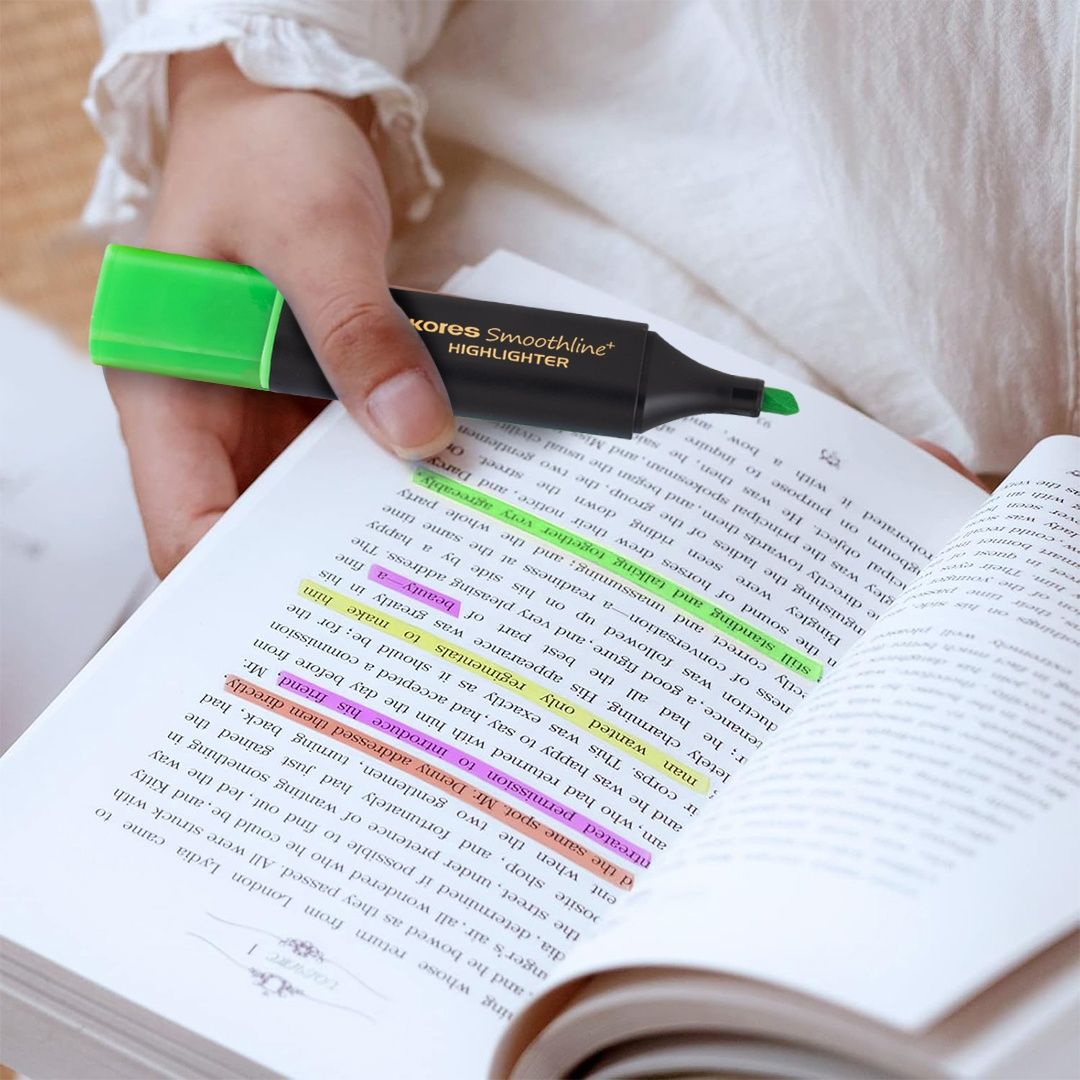 Kores Smoothline Plus Highlighter Pen | Assorted Pack of 5 Colours