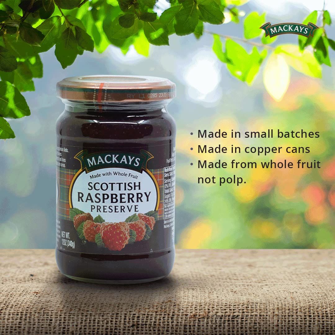 Mackeys Scottish Raspberry Jam | Jar | Artificial Colour-free and Preservative-free | 340 g