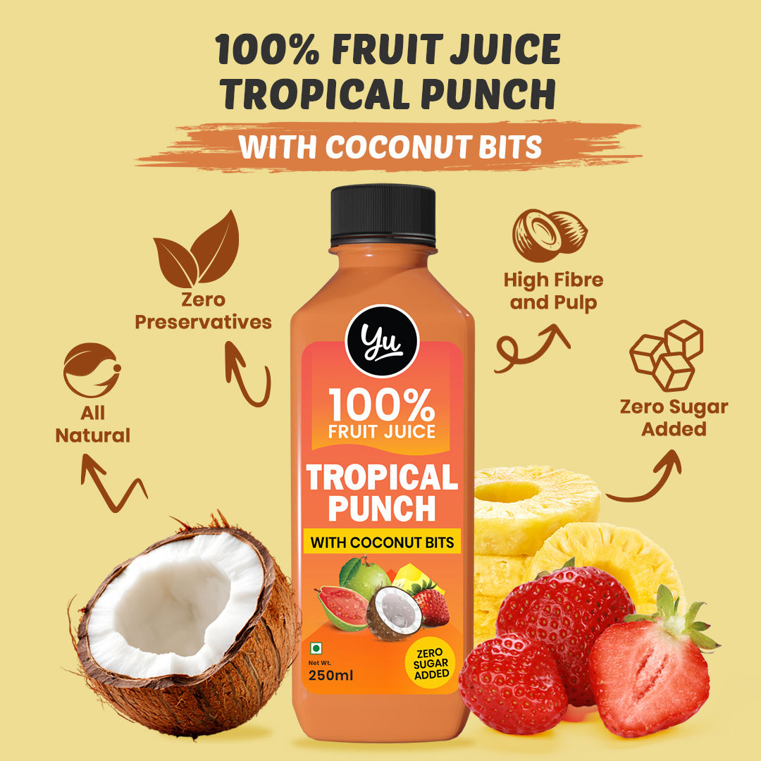Yu Tropical Punch 100% Mixed Fruit Juice With Coconut Bits
