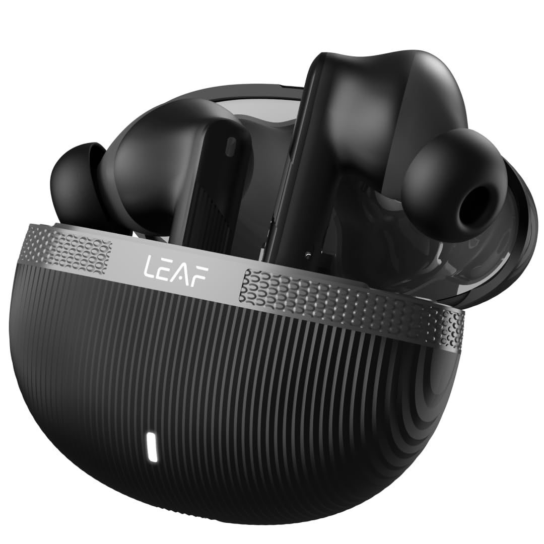Leaf Buds X342 True Wireless Earbuds With Ai Sound App, 32H Playtime,10Mm Driver(Carbon Black)
