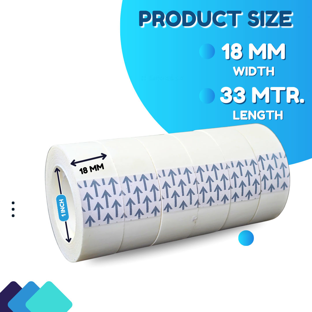 ABK Clear Invisible Hand Tearable Tapes 18 mm x 33 meters - Pack of 6