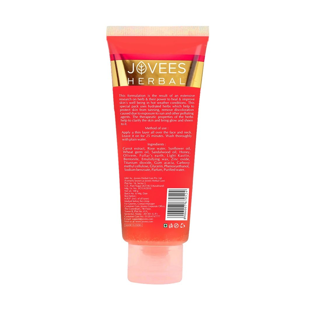 Jovees Herbal De-Tan Face Pack With Wheat Germ And Carrot | Revitalizes 100 g X 3 Combo