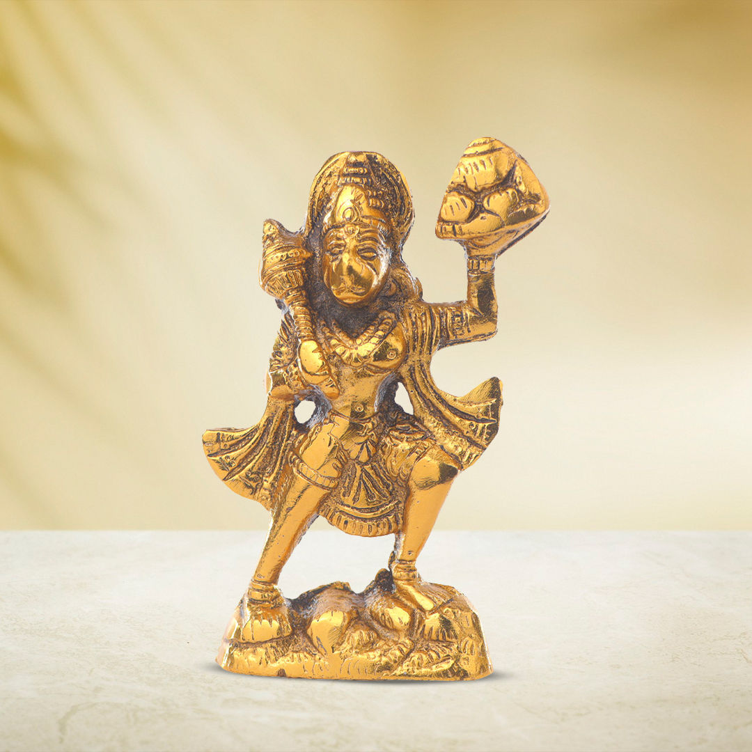 Devnidhii Hanuman Ji Idol Sankatmochan Mudra in Gold Polish