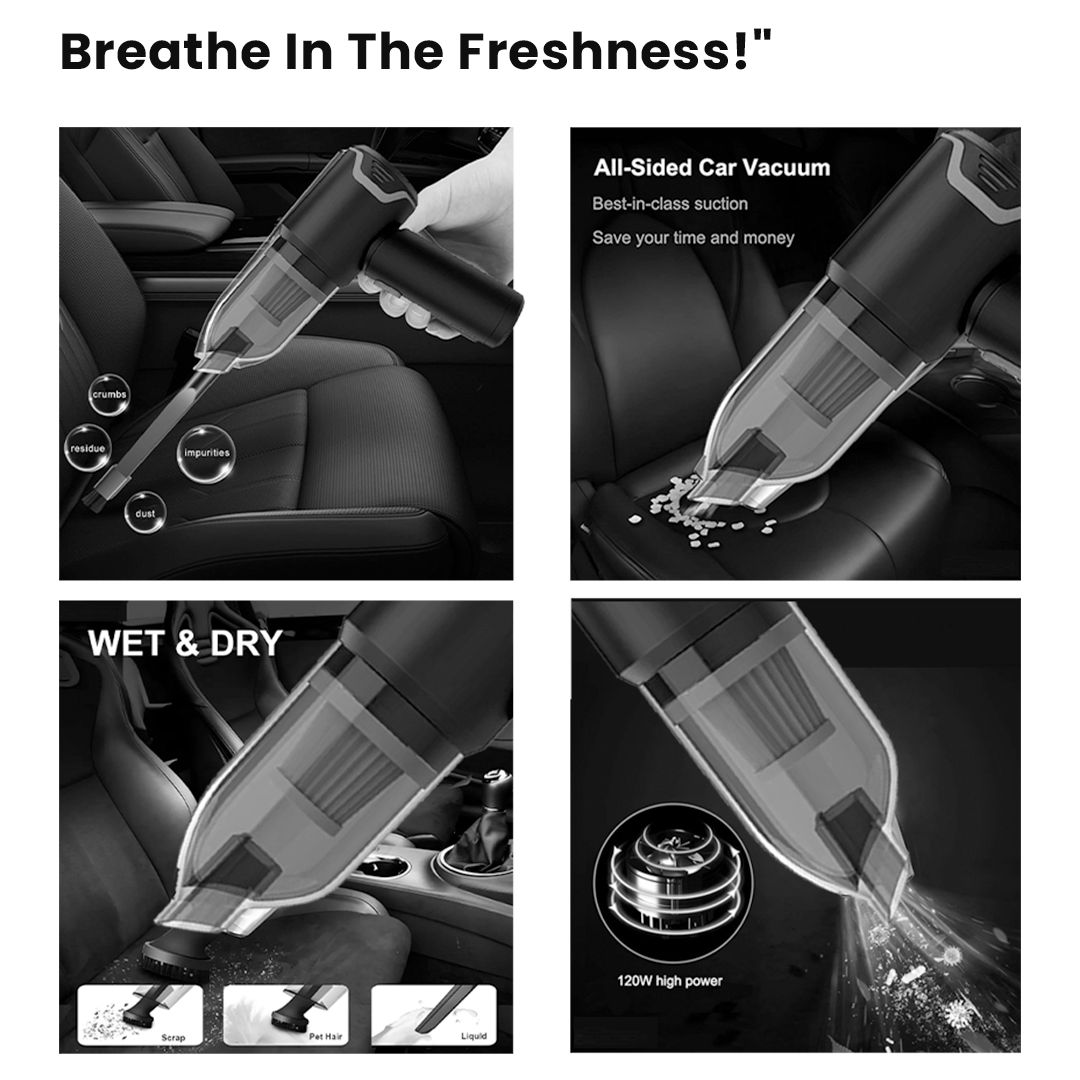 Potauto Cordless Portable & Rechargable Vacuum Cleaner And Dust Blower With 4 Adaptable Attachment