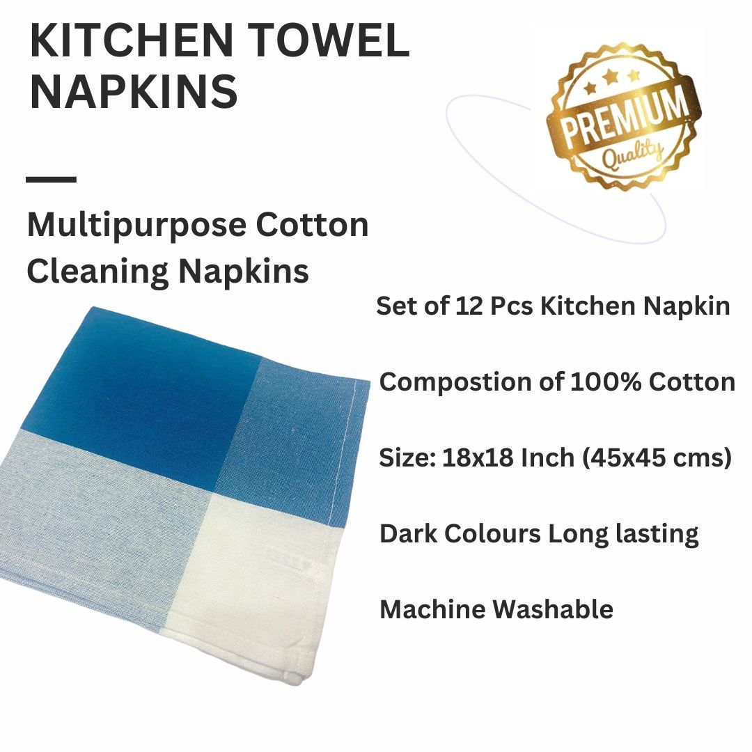 Lushomes Napkins - Checks Dark Green | Machine Washable | Multipurpose | 18 x 18 inch