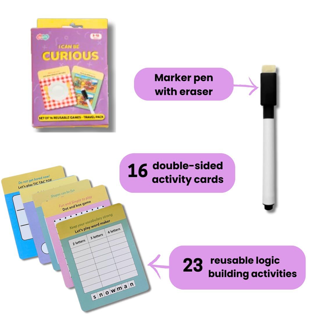 JoGenii I Can Be Curious - Mini Kit with 23 Reusable Games Ages 3-99 | Return Gift, Travel Friendly