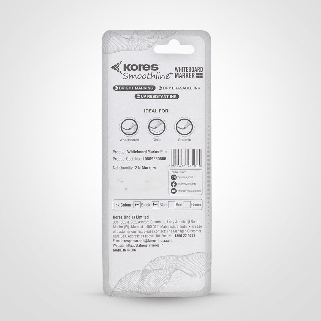 Kores Smoothline Plus White Board Marker Pen | Set of 2