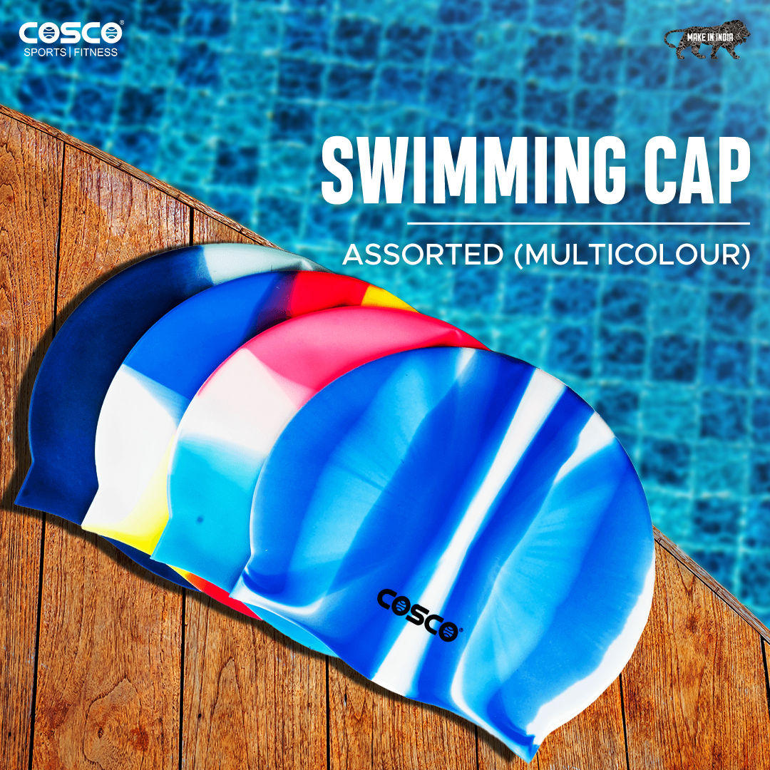 Cosco Swimming Cap (Assorted), Silicon,Multi-Colour