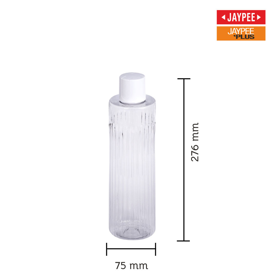 Jaypee Plus Ribba Fridge Plastic Water Bottle Set of 3 | Transparent | Capacity 1000 ml Each