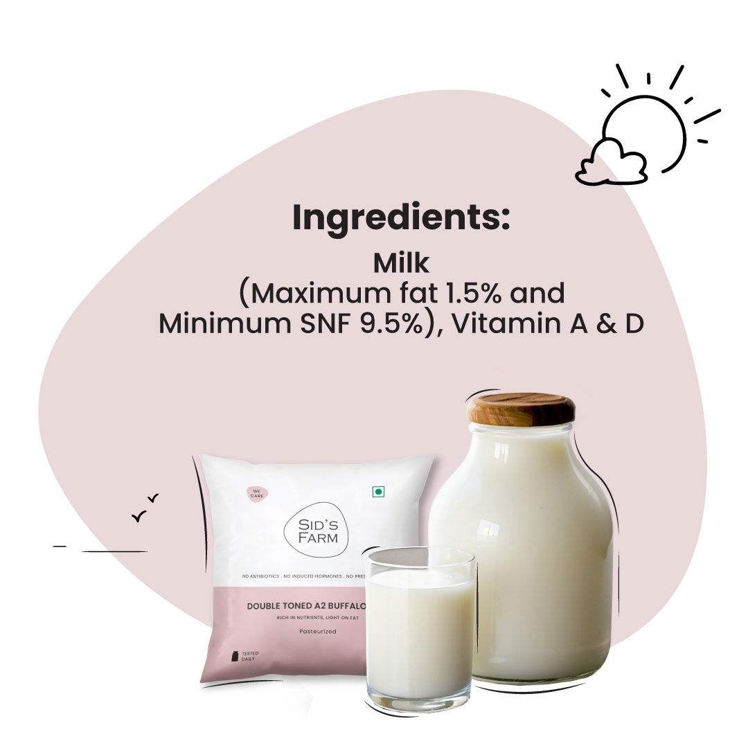Sids Farm A2 Buffalo Double Toned Milk 500 ml Combo