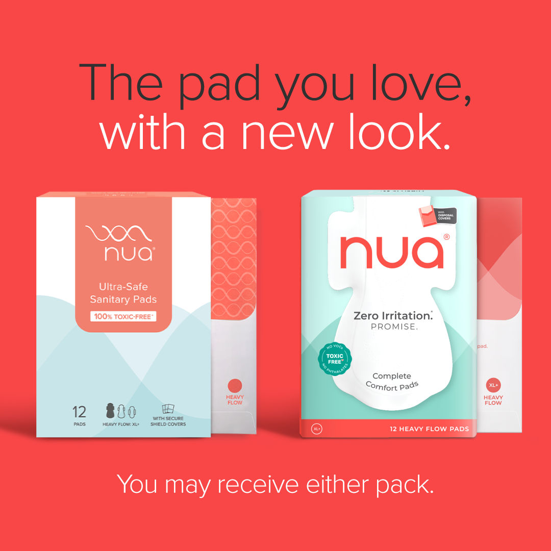 Nua Complete Comfort Pads with Disposal Cover for Heavy Flow | 12XL+