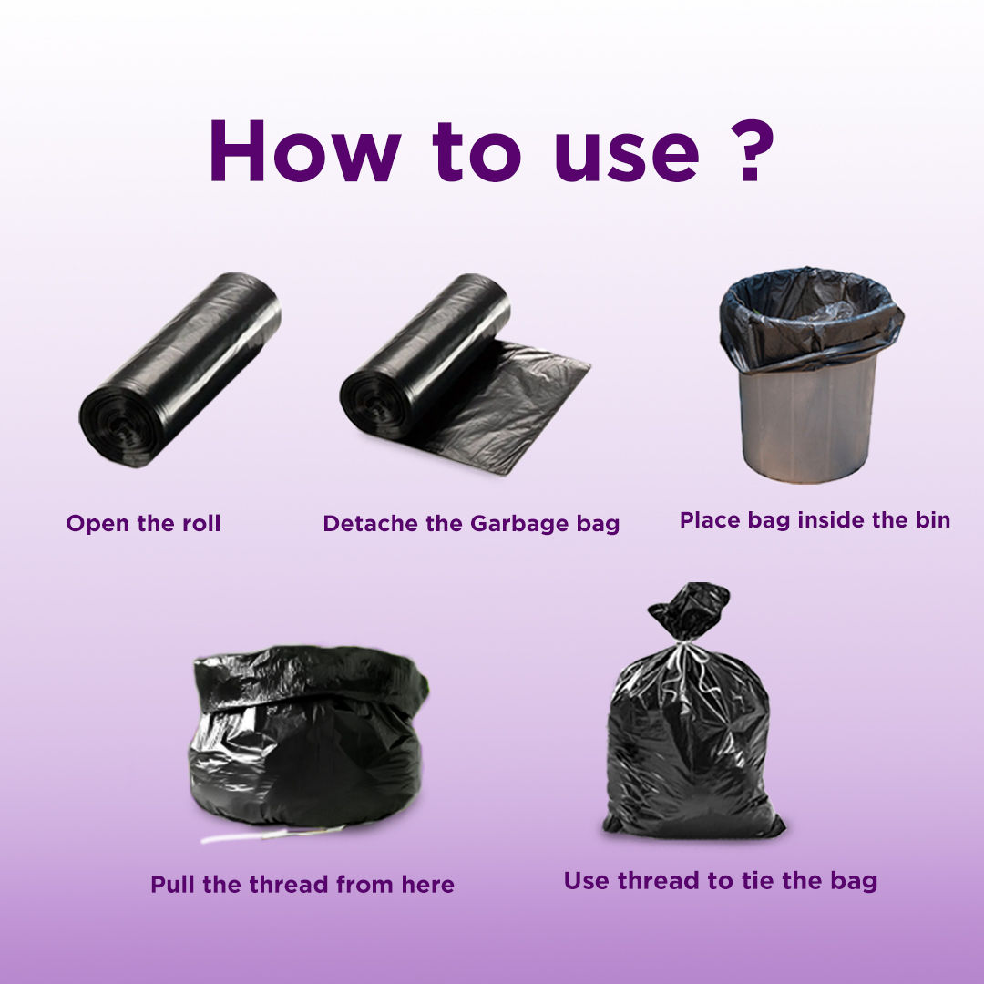Ezee Premium Large Size Garbage Bag With Detachable Tie Tape