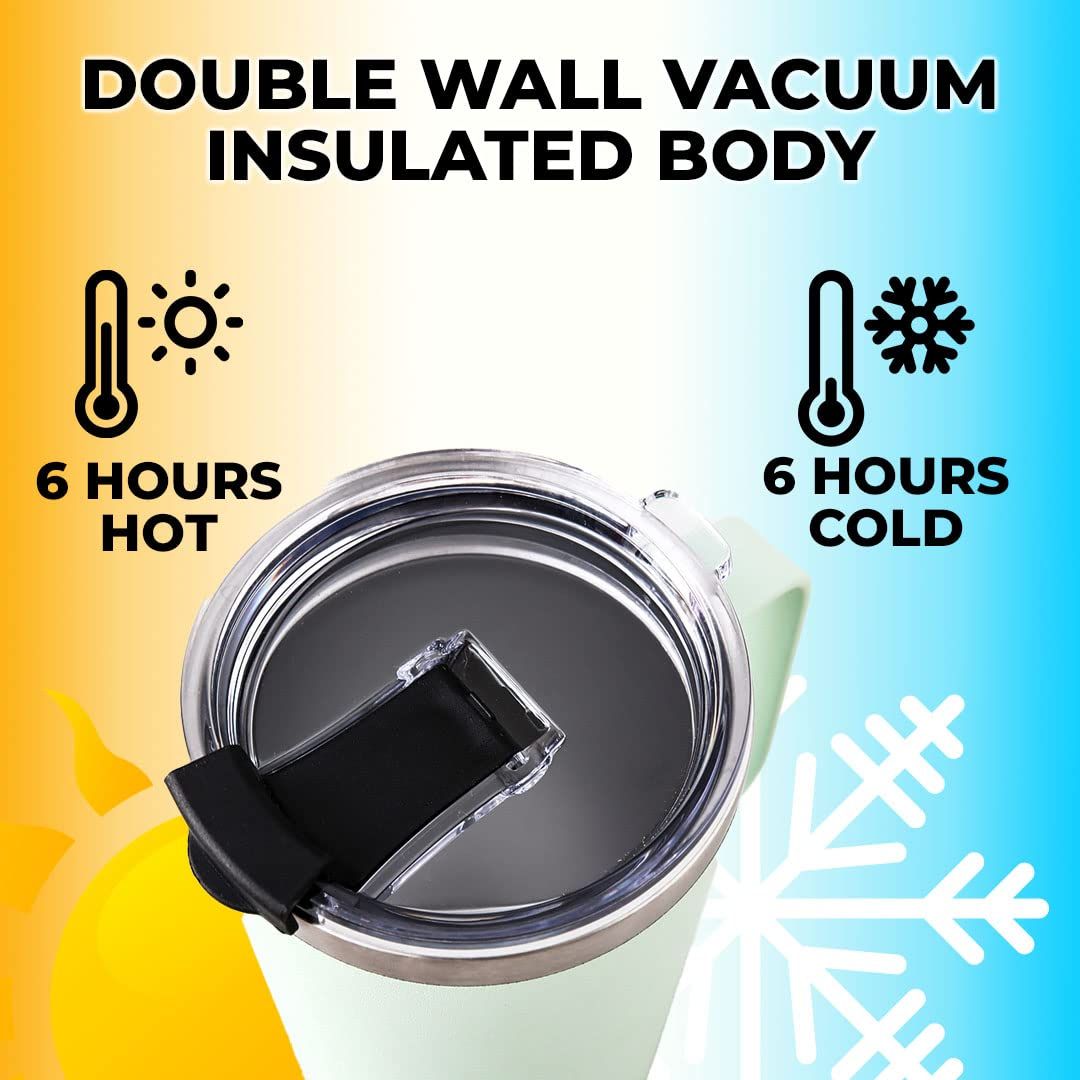 The Better Home 450 ml Insulated Coffee Cup Tumbler With Transparent Handle Double Walled -Green