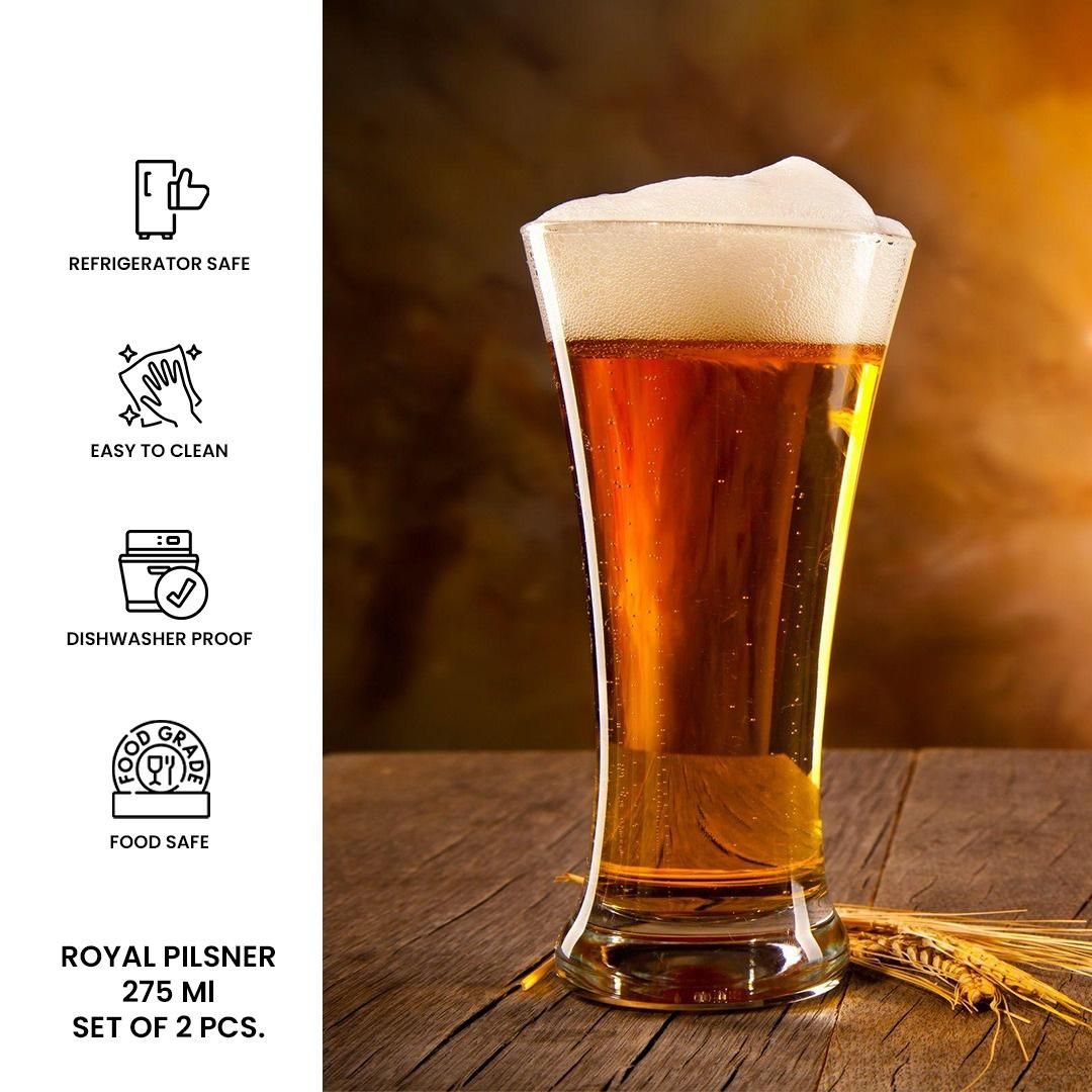 Sanjeev Kapoor Royal Pilsner Glass Set (275 Ml) 2 pc Combo