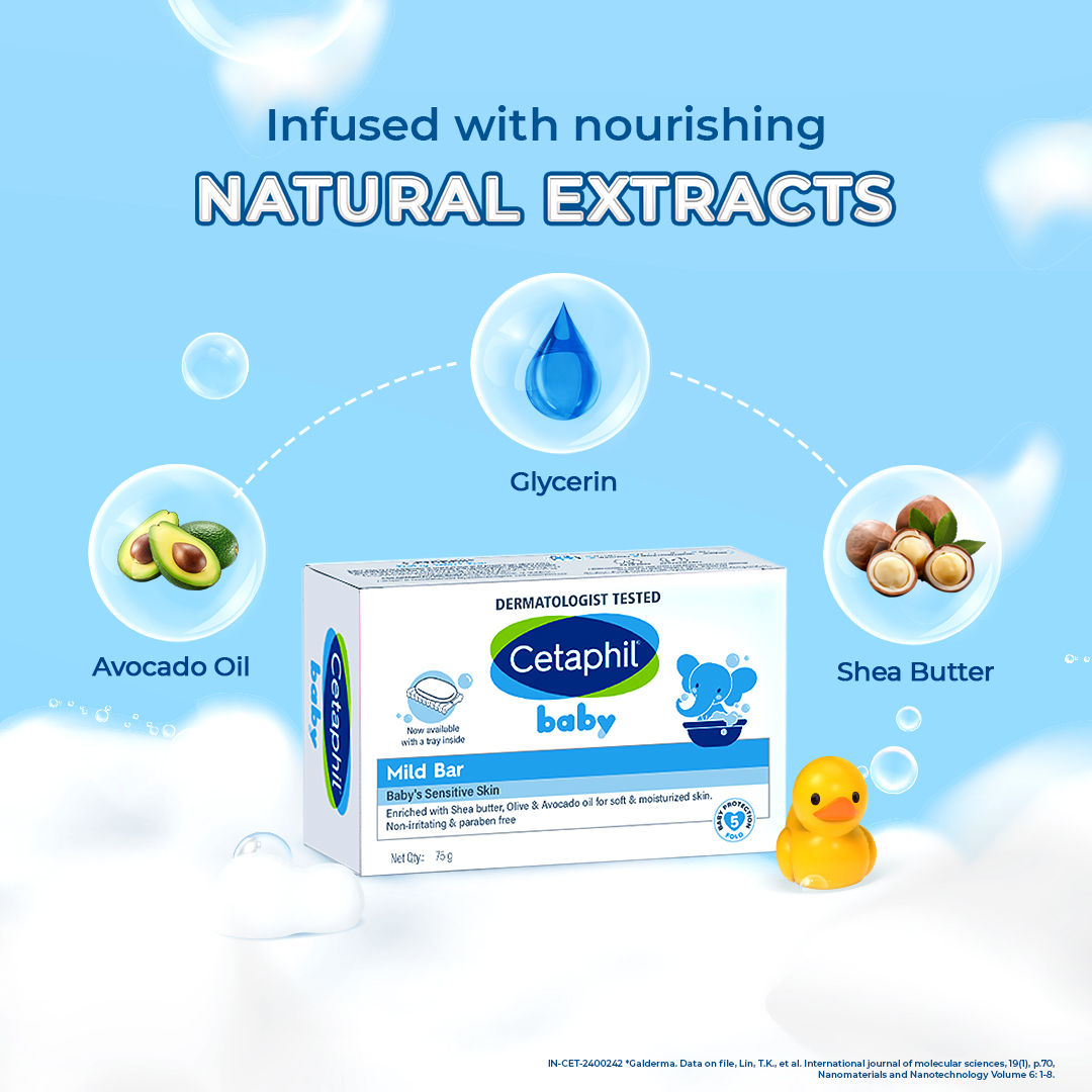 Cetaphil Baby Mild Bar Soap For Kids | White | 1 month - 5 years