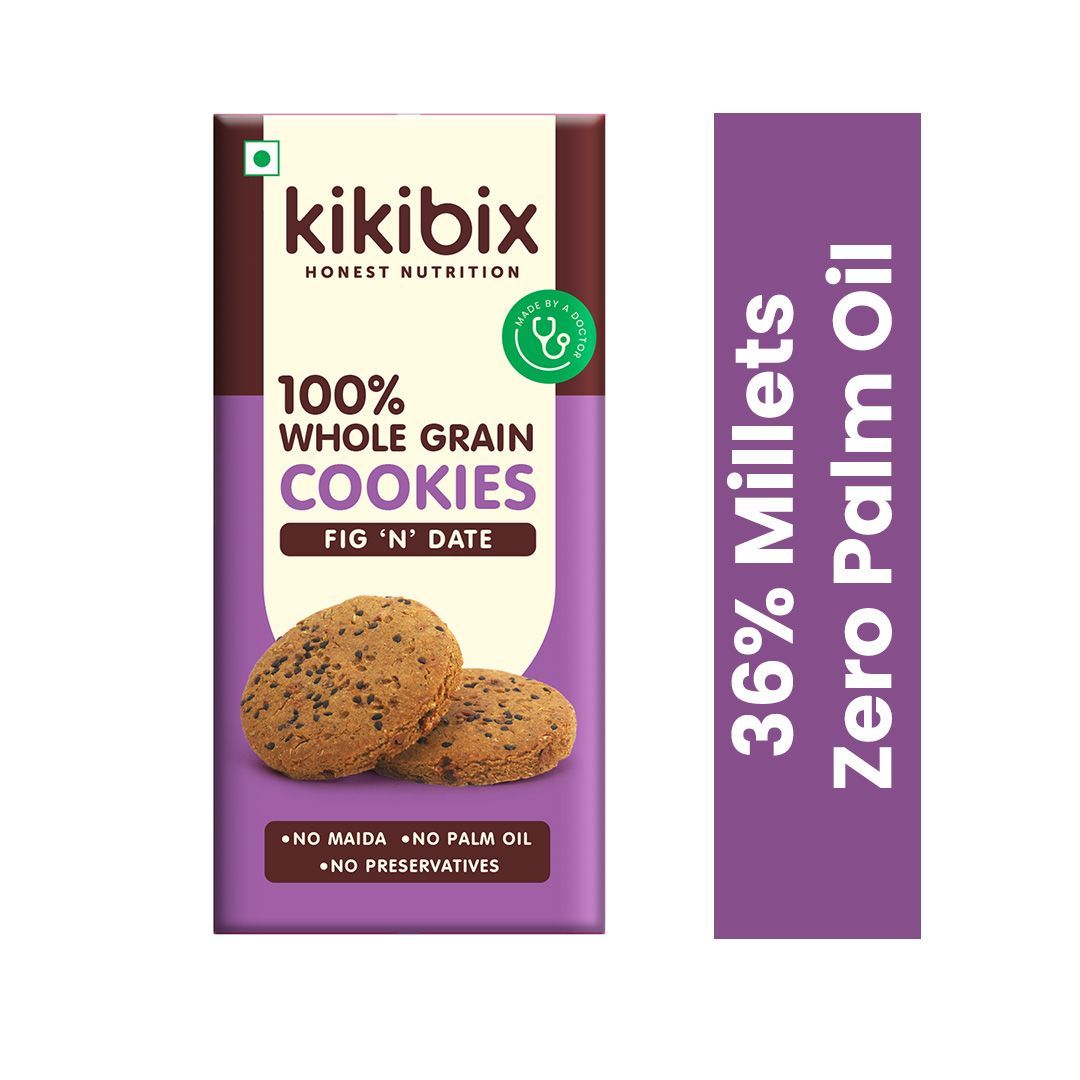 Kikibix Fig & Date Cookies, Healthy Cookies, No Maida, Jaggery Biscuits