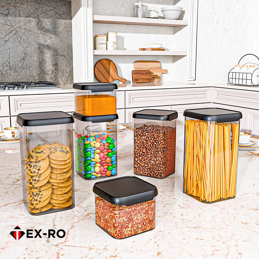 Tex-Ro Simple Cap Plastic Container for Kitchen Organizer - 1100 ml | Pack of 4