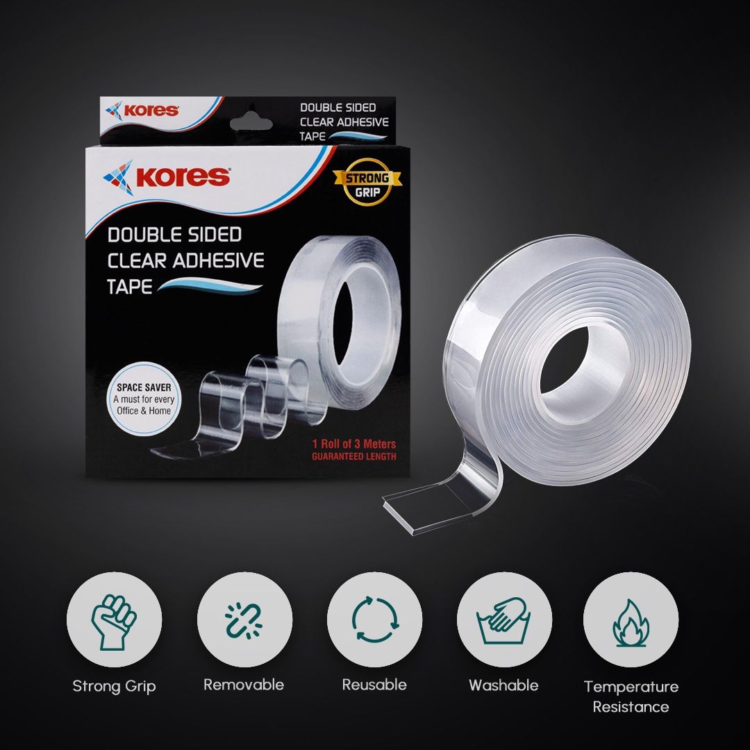 Kores Double-Sided Clear Adhesive Tape