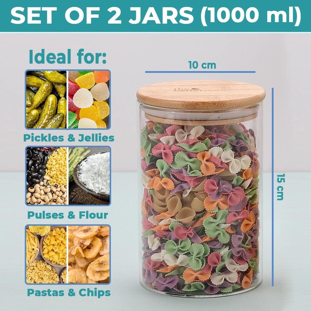 The Better Home Borosilicate Jars 1000Ml (Pack Of 2)