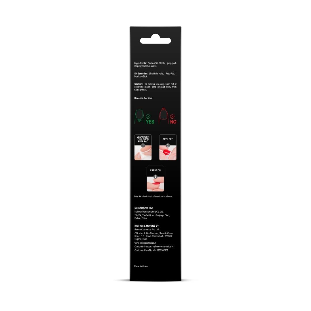 Renee Long Stick On Nails L Mtn 01| 24 Reusable Artificial Fake Nail Set
