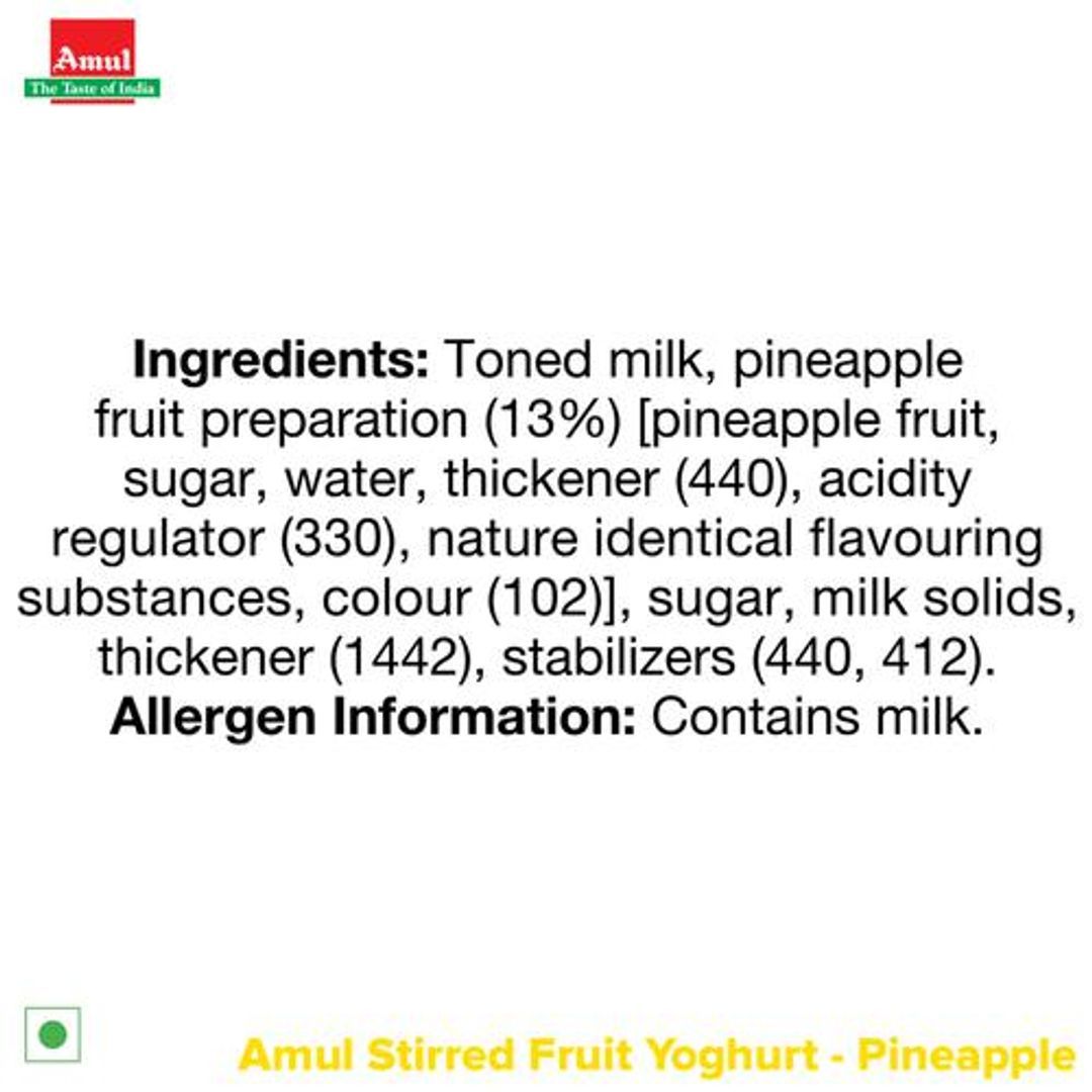 Amul Stirred Fruit Yoghurt- Pineapple 100 g Combo