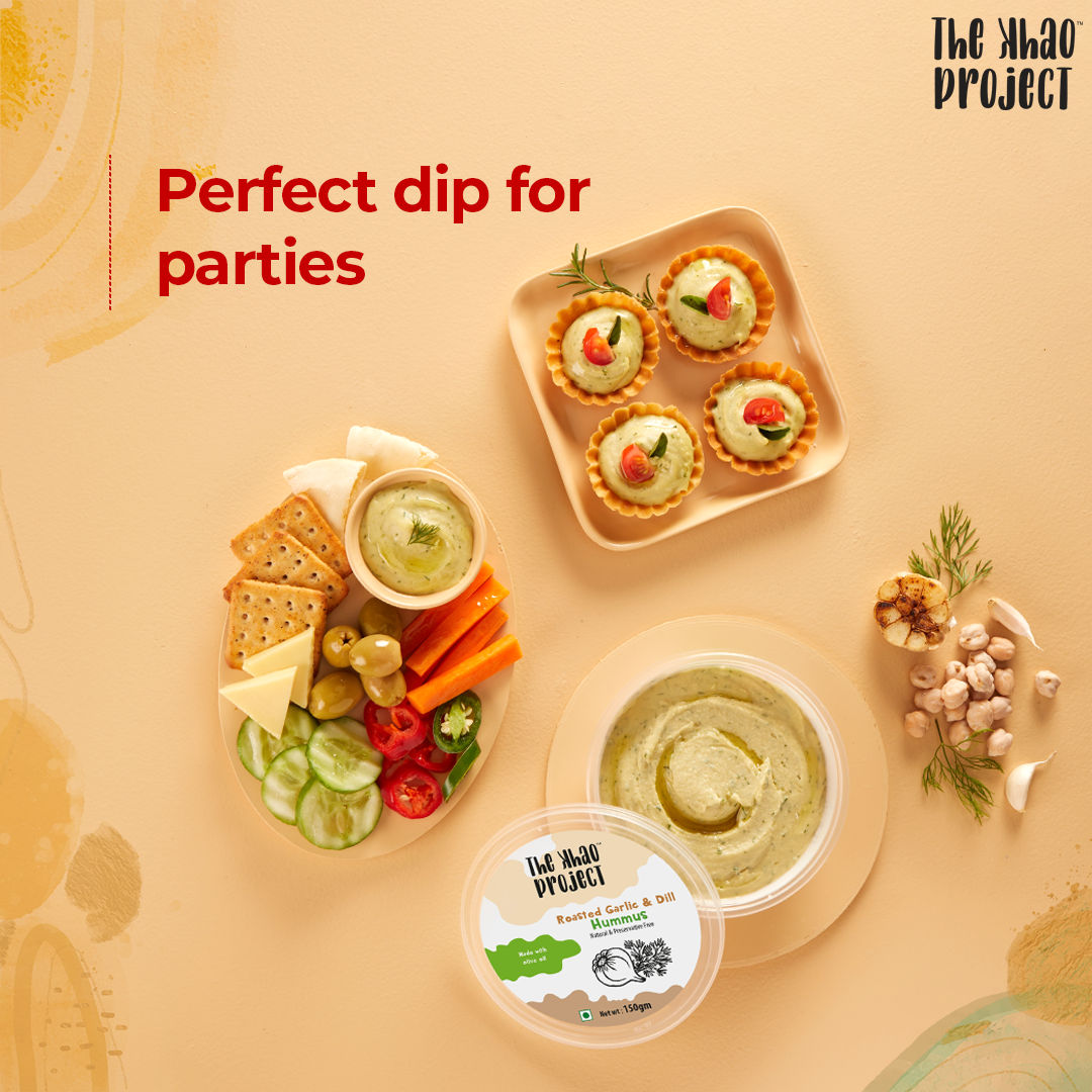 The Khao Project Roasted Garlic & Dill Hummus(150gms) & The Khao Project Parsley Jalapeno Hummus(150gms) Combo