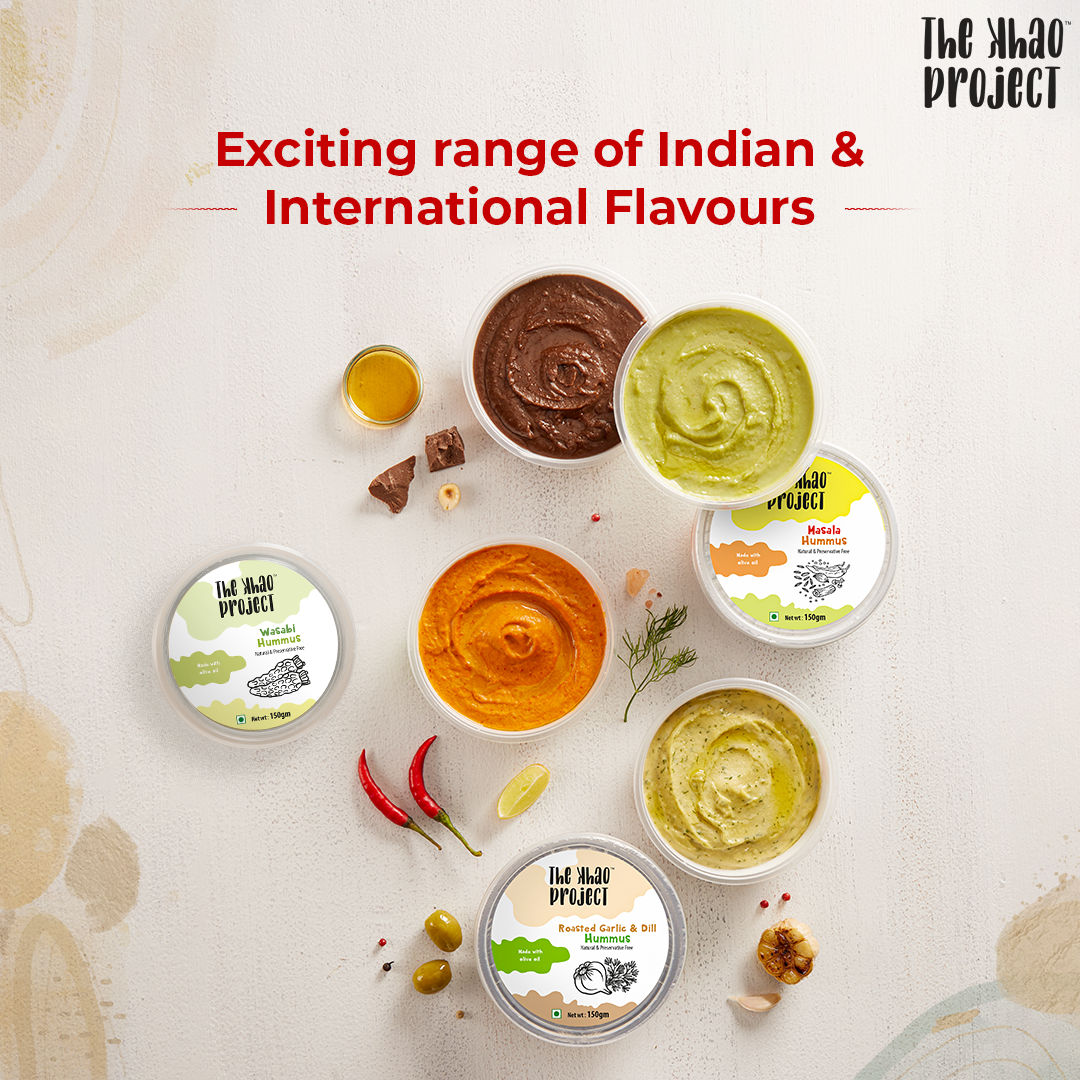 The Khao Project Roasted Garlic & Dill Hummus(150gms) & The Khao Project Parsley Jalapeno Hummus(150gms) Combo