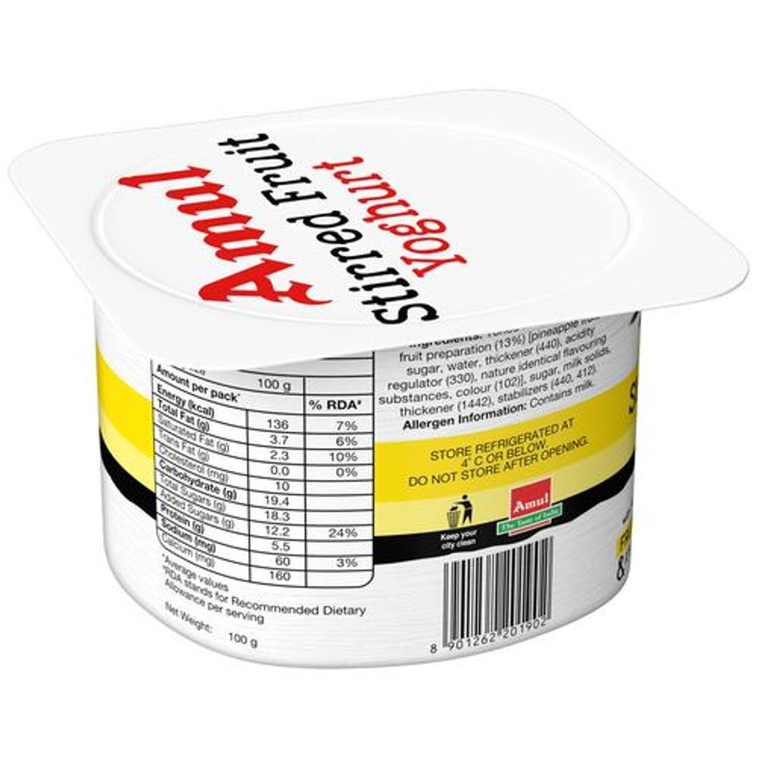 Amul Stirred Fruit Yoghurt- Pineapple 100 g Combo