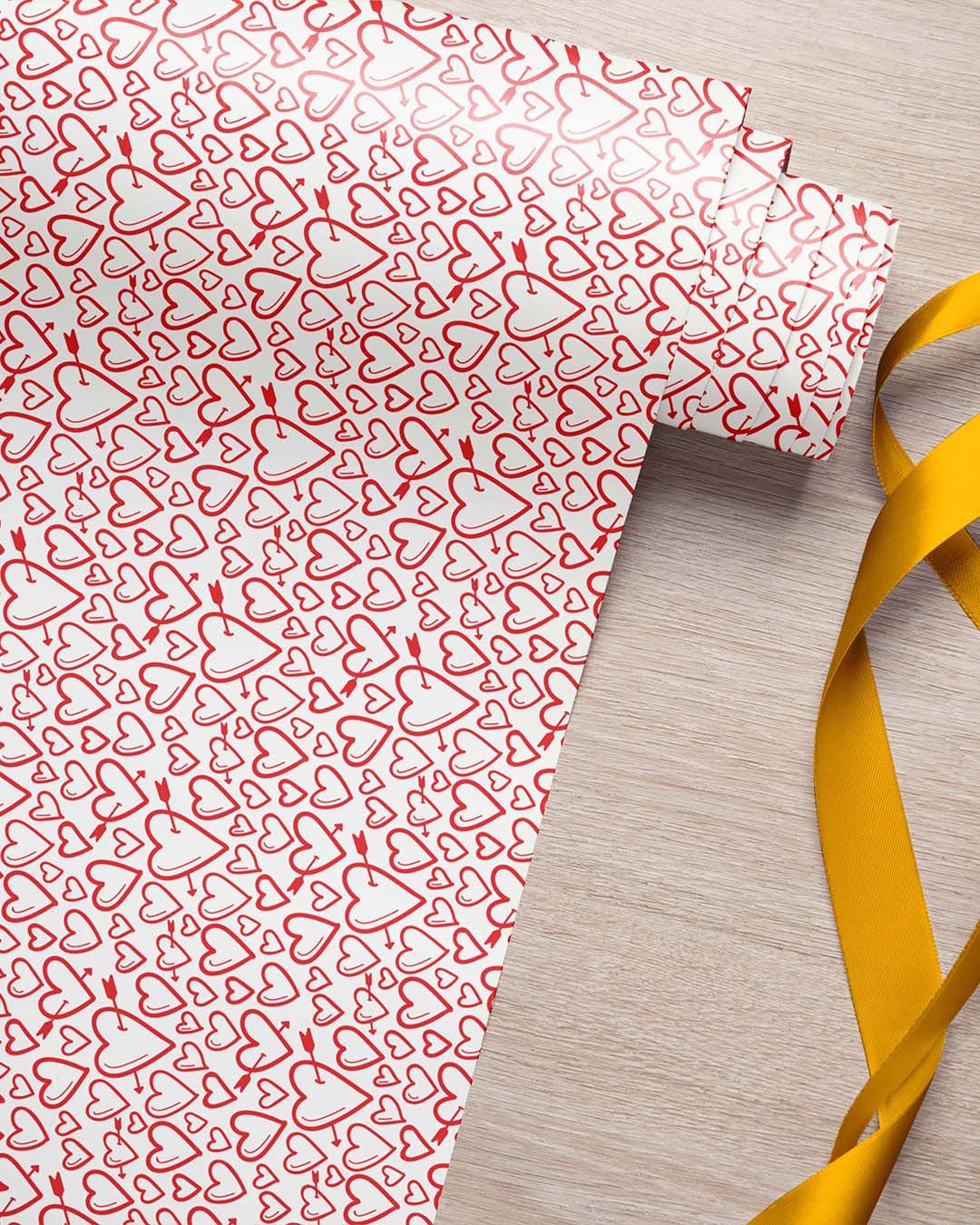 Mad Over Print Outline Heart Gift Wrapping Paper | Pack of 2