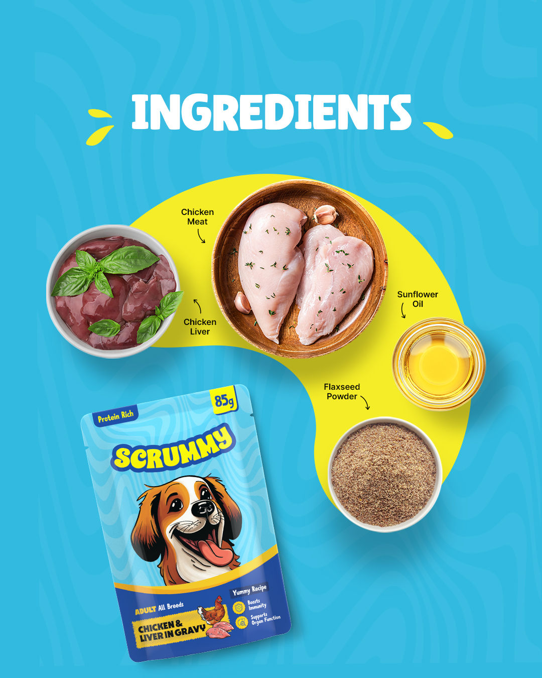 Scrummy Chicken & Egg Dog Wet FOOD 85 g X 3 Combo