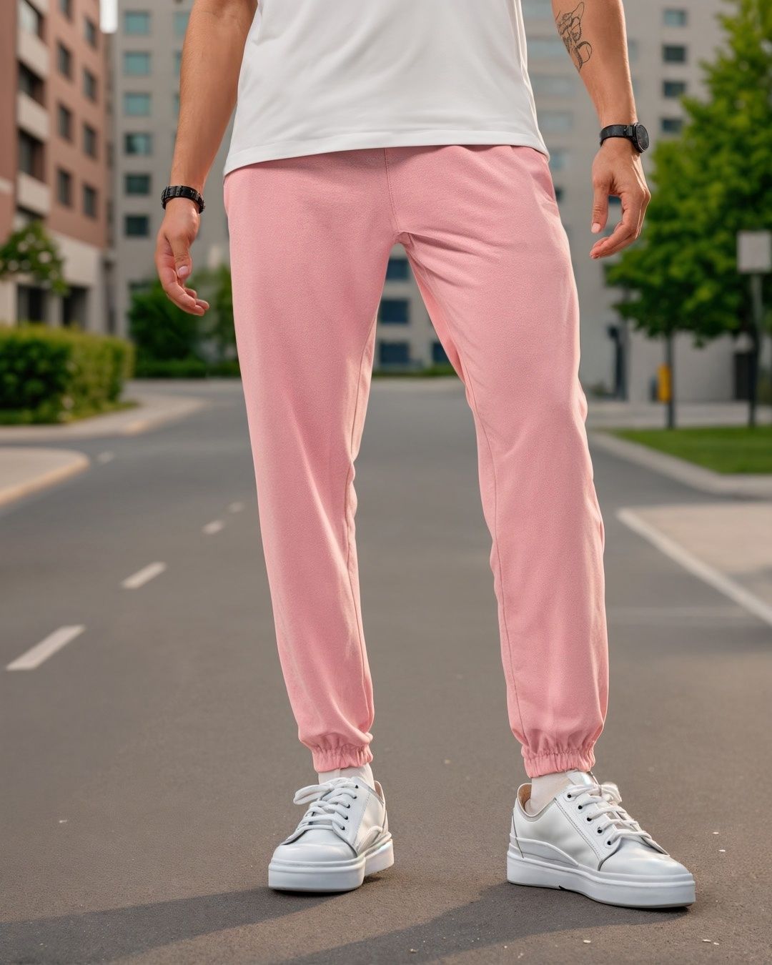 Bewakoof Joggers for Men | Pink - L