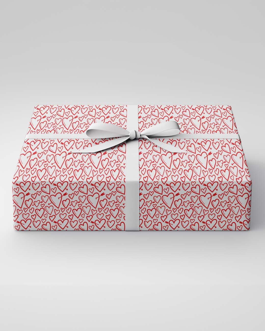 Mad Over Print Outline Heart Gift Wrapping Paper | Pack of 2