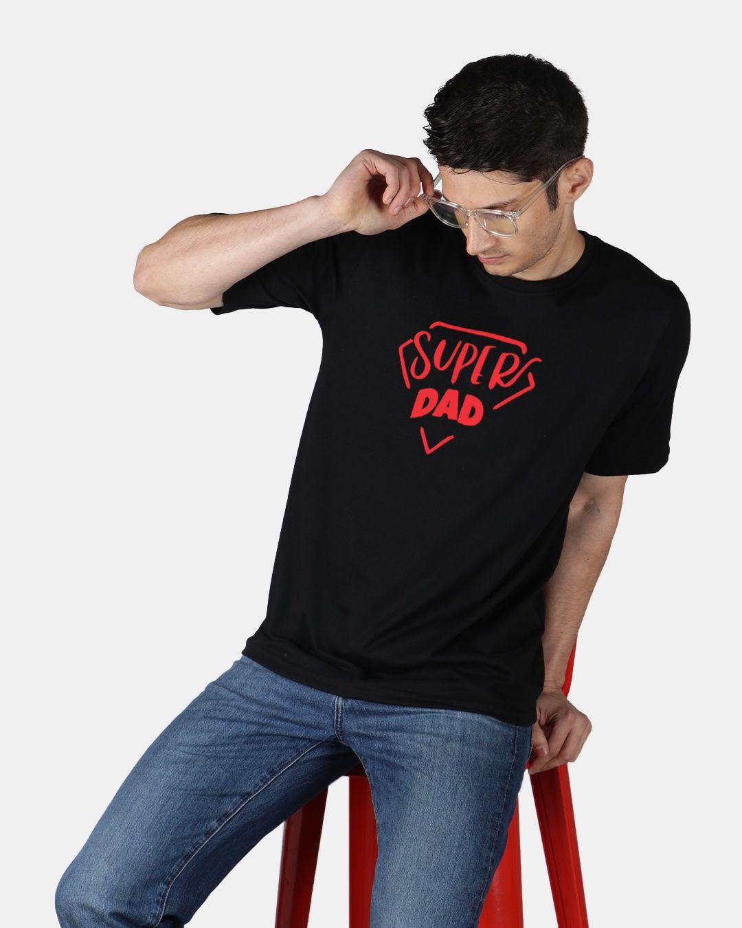 Inkfested Men's Super Dad Round Neck T-shirt | Black - M