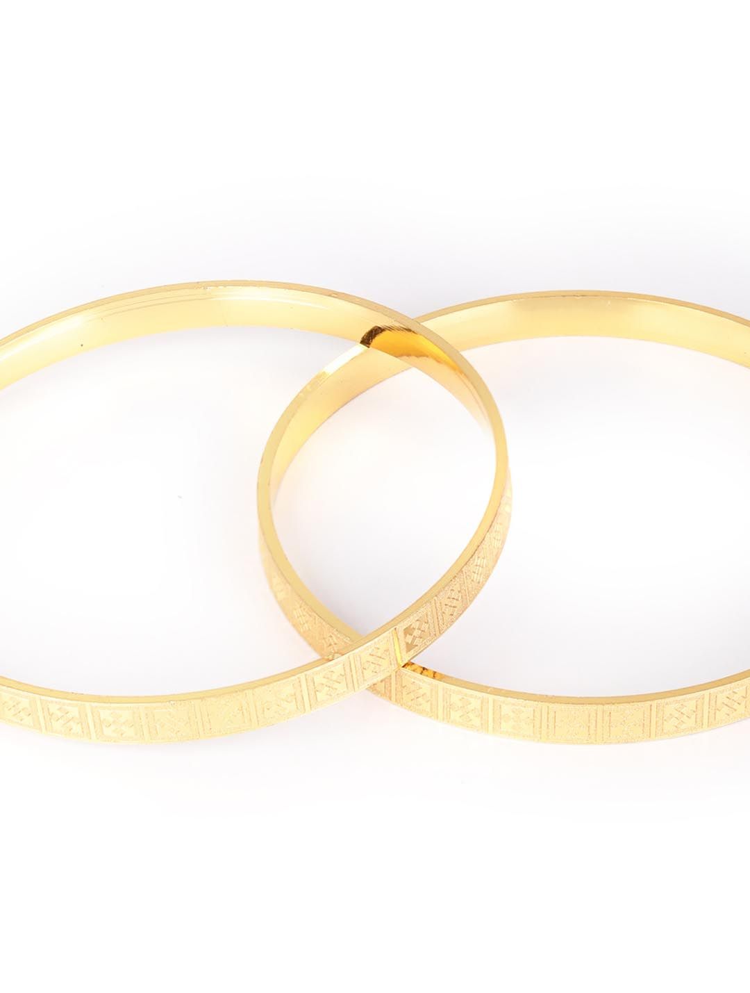 Priyaasi Set Of 2 Gold Plated Plain Elegant Bangles Set