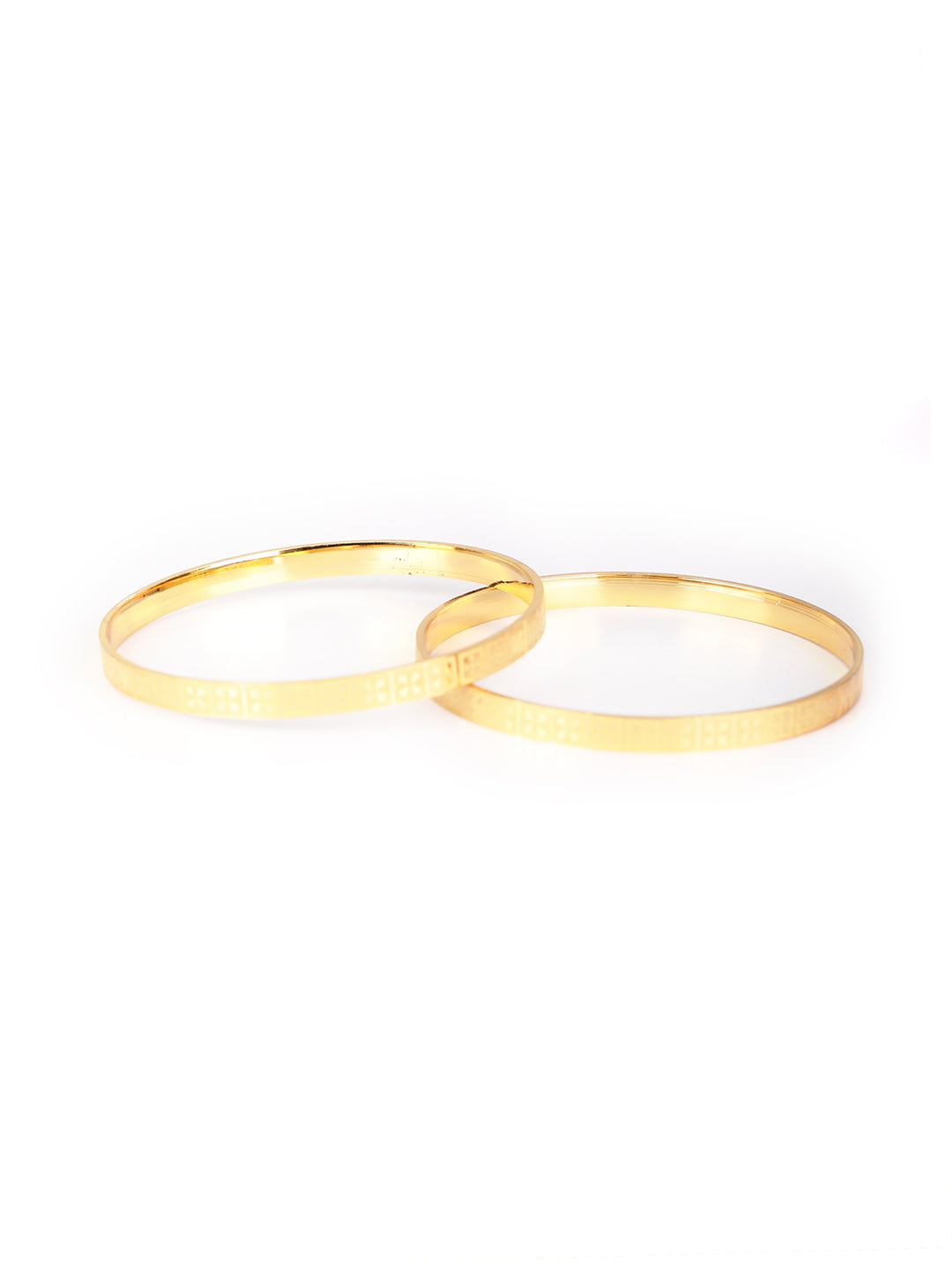 Priyaasi Set Of 2 Gold Plated Plain Elegant Bangles Set