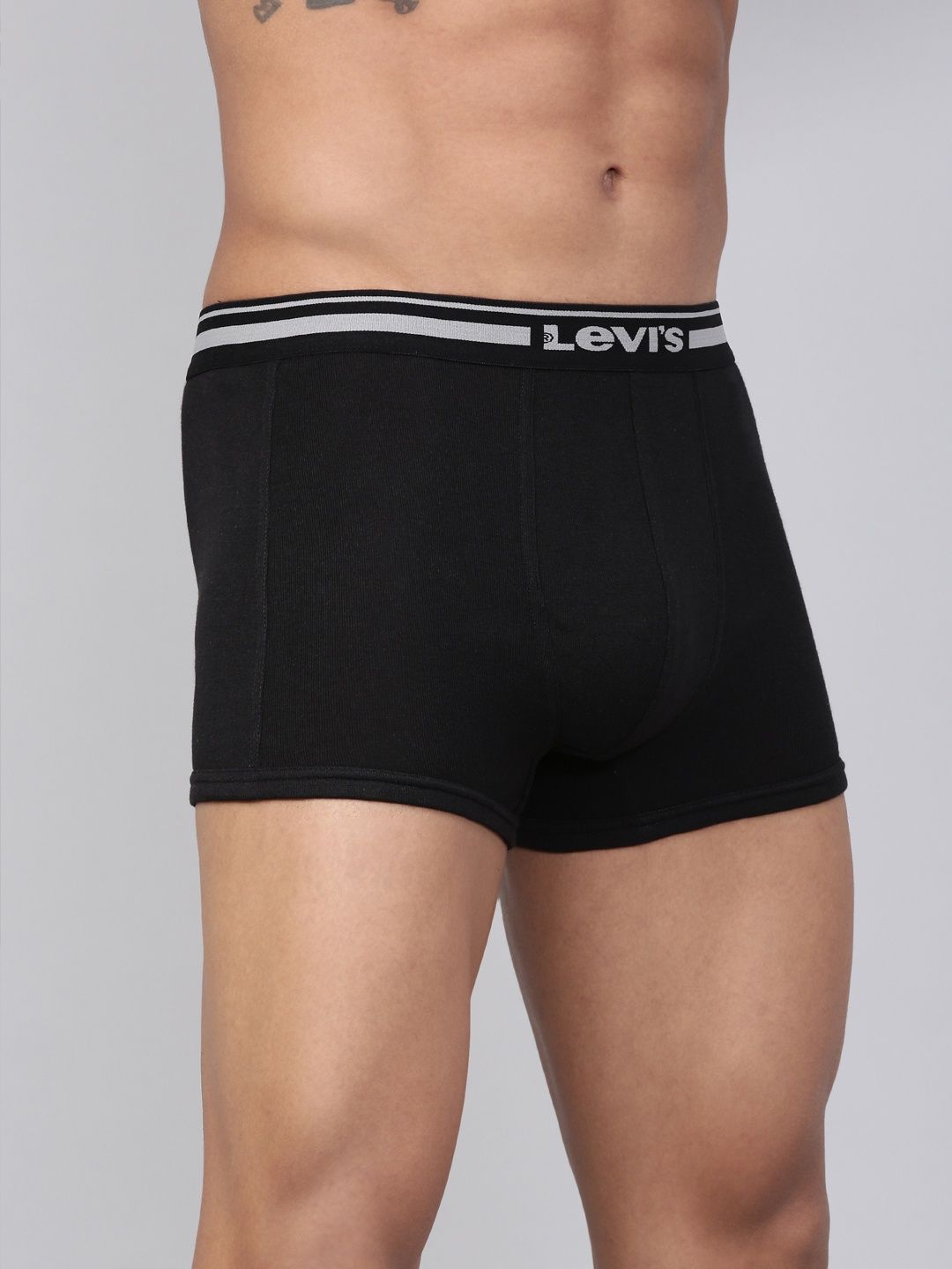 Levi's 003 Men's Comfort Trunk | Contoured Double Pouch | Pack of 2 | Lt. Grey Mel,Black | S