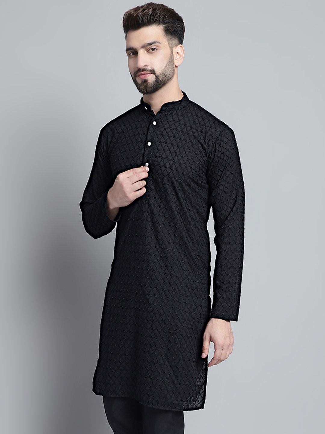 Jompers Men's Kurta | Ko 561 | Black - L