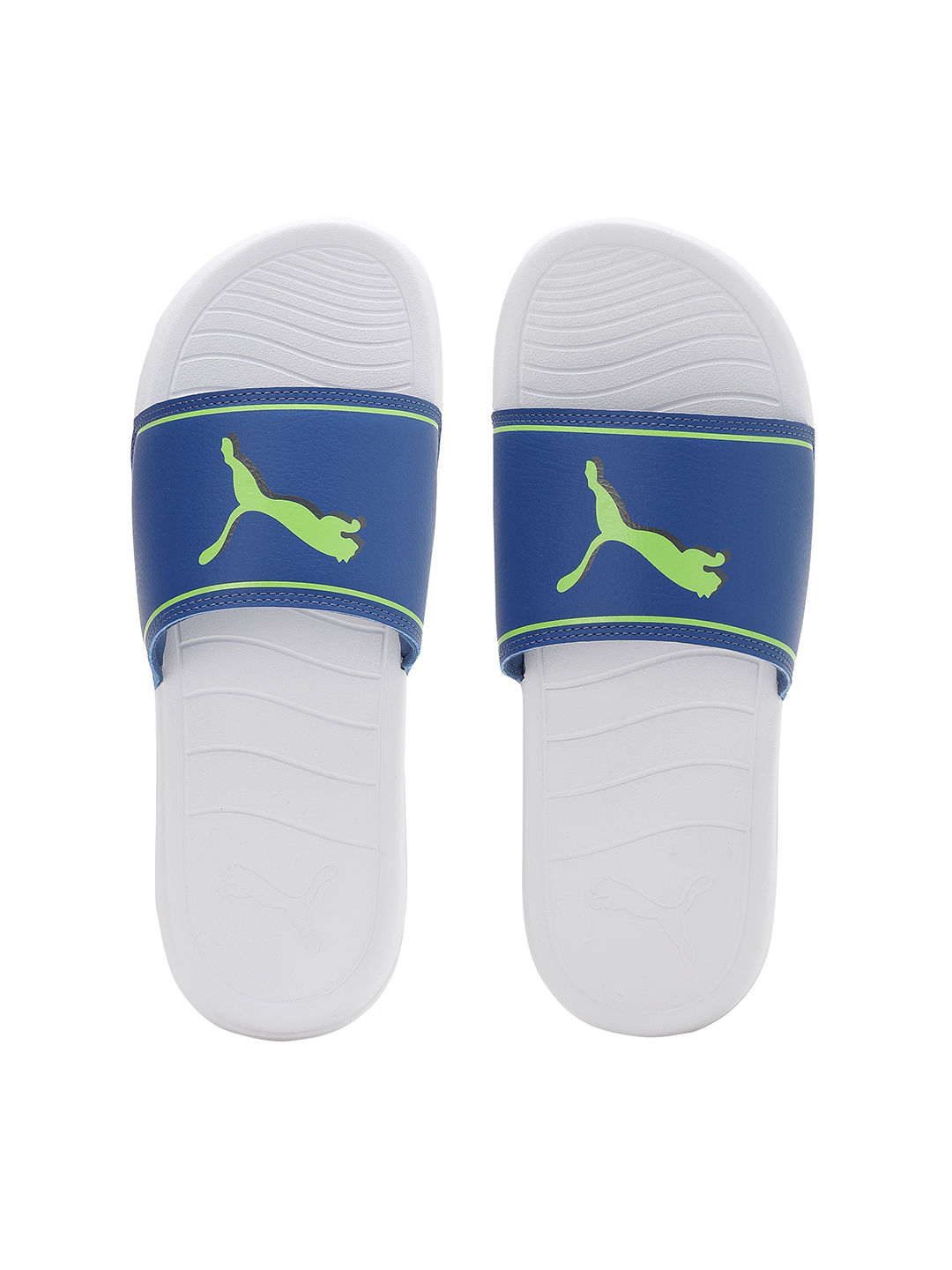 Puma Marine Unisex Slides | White-New Navy-Fizzy Apple | Size - UK 8